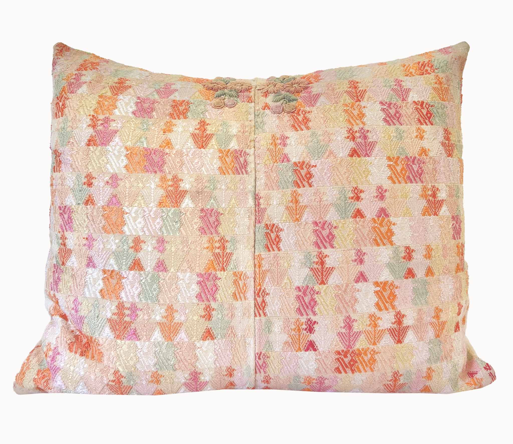 Pillow made from vintage Guatemalan huipil textiles