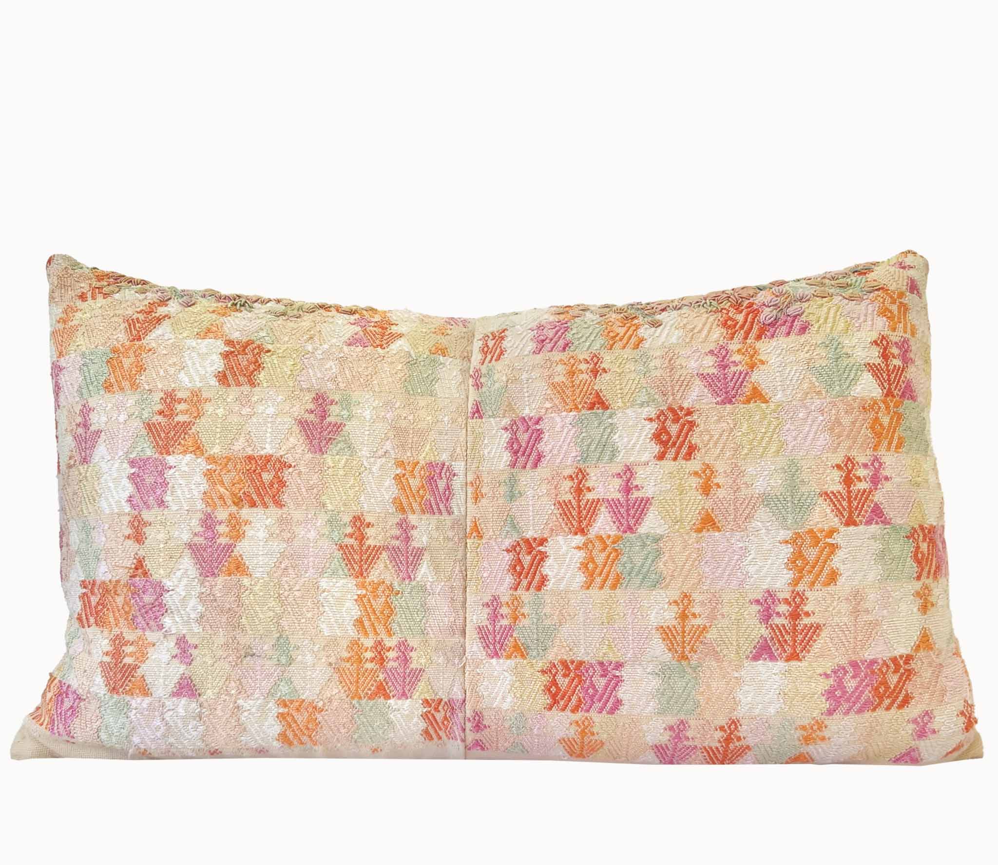 Pillow made from vintage Guatemalan huipil textiles