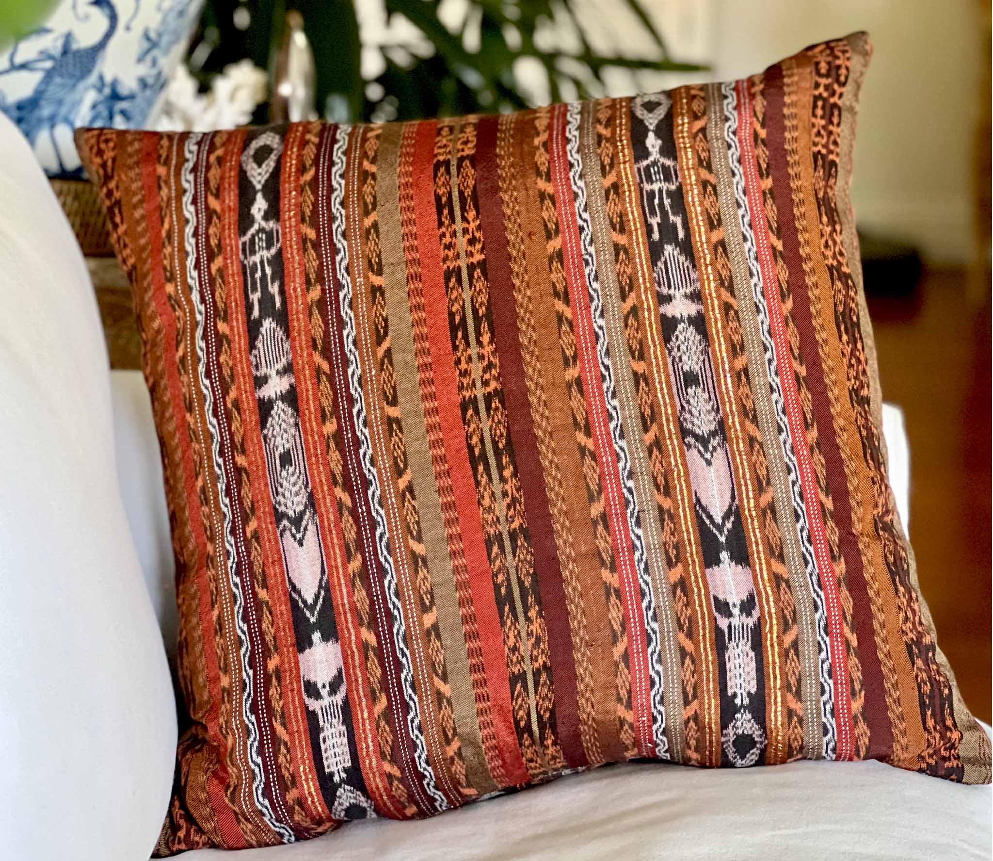 Pillow made from vintage Guatemalan huipil textiles