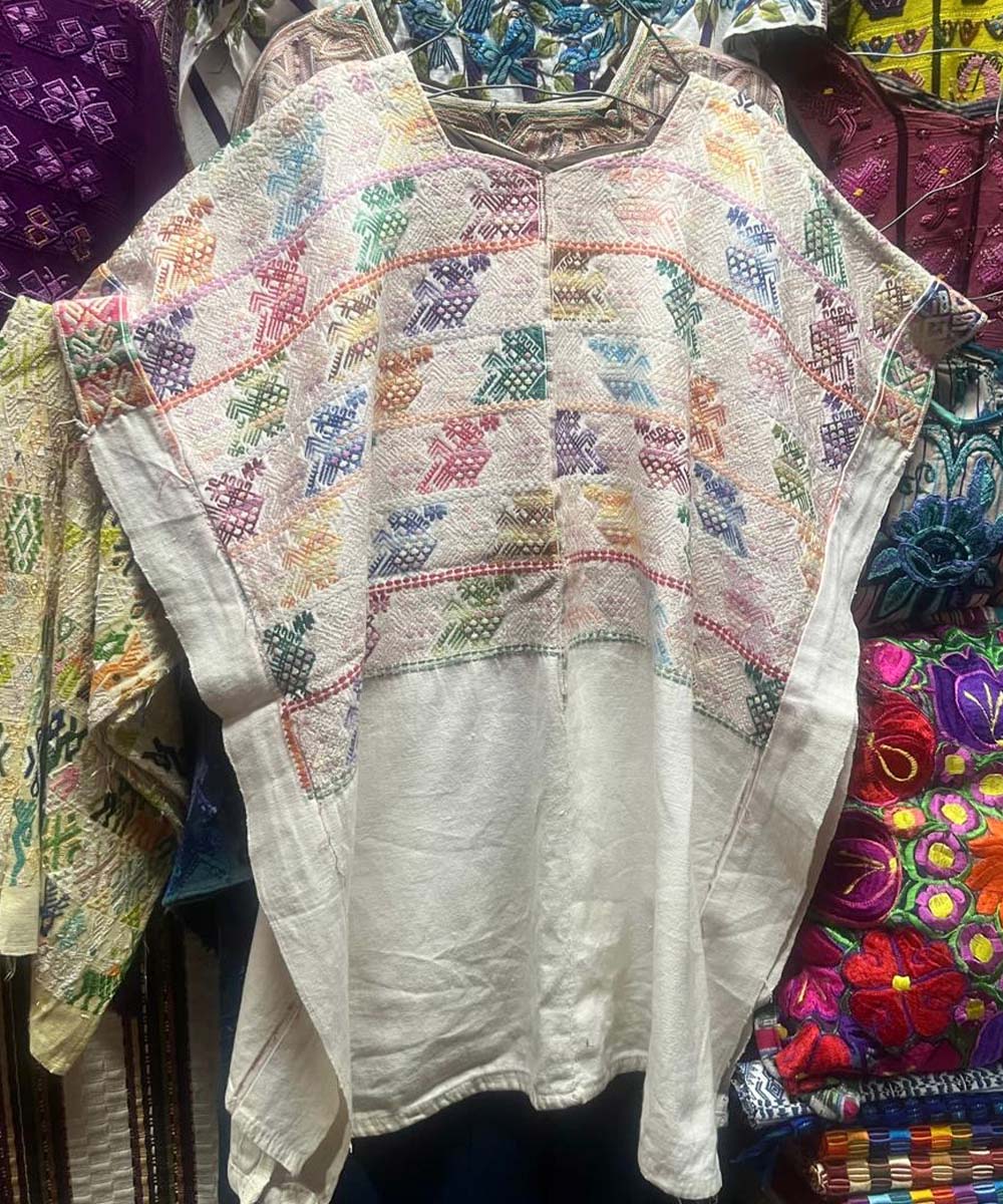 Vintage Guatemalan huipil with handwoven Mayan embroidery