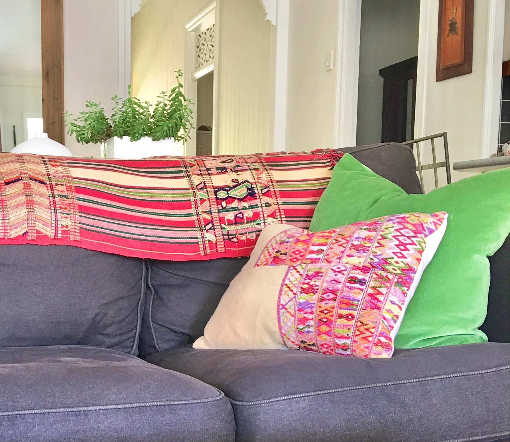 Handwoven Guatemala ikat pillow