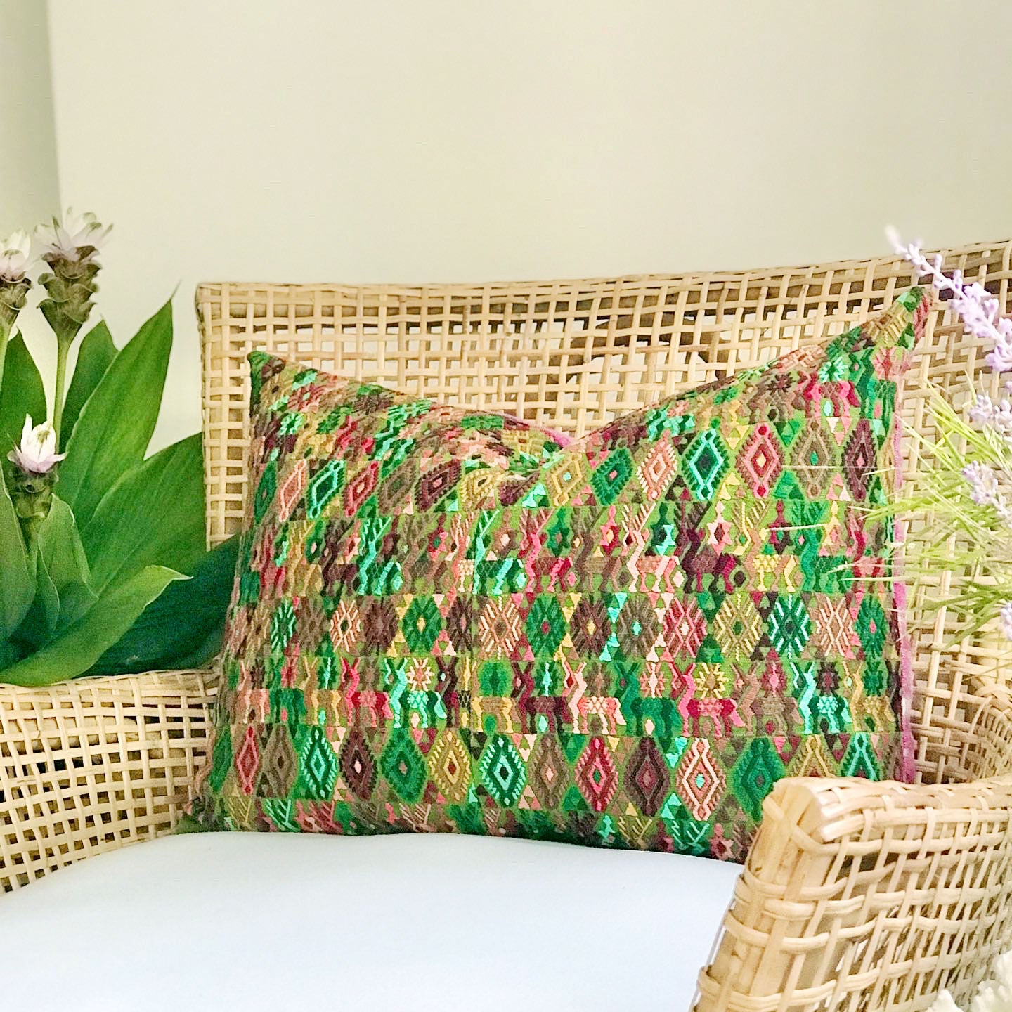 Guatemalan Huipil Pillow - Green Coban XX