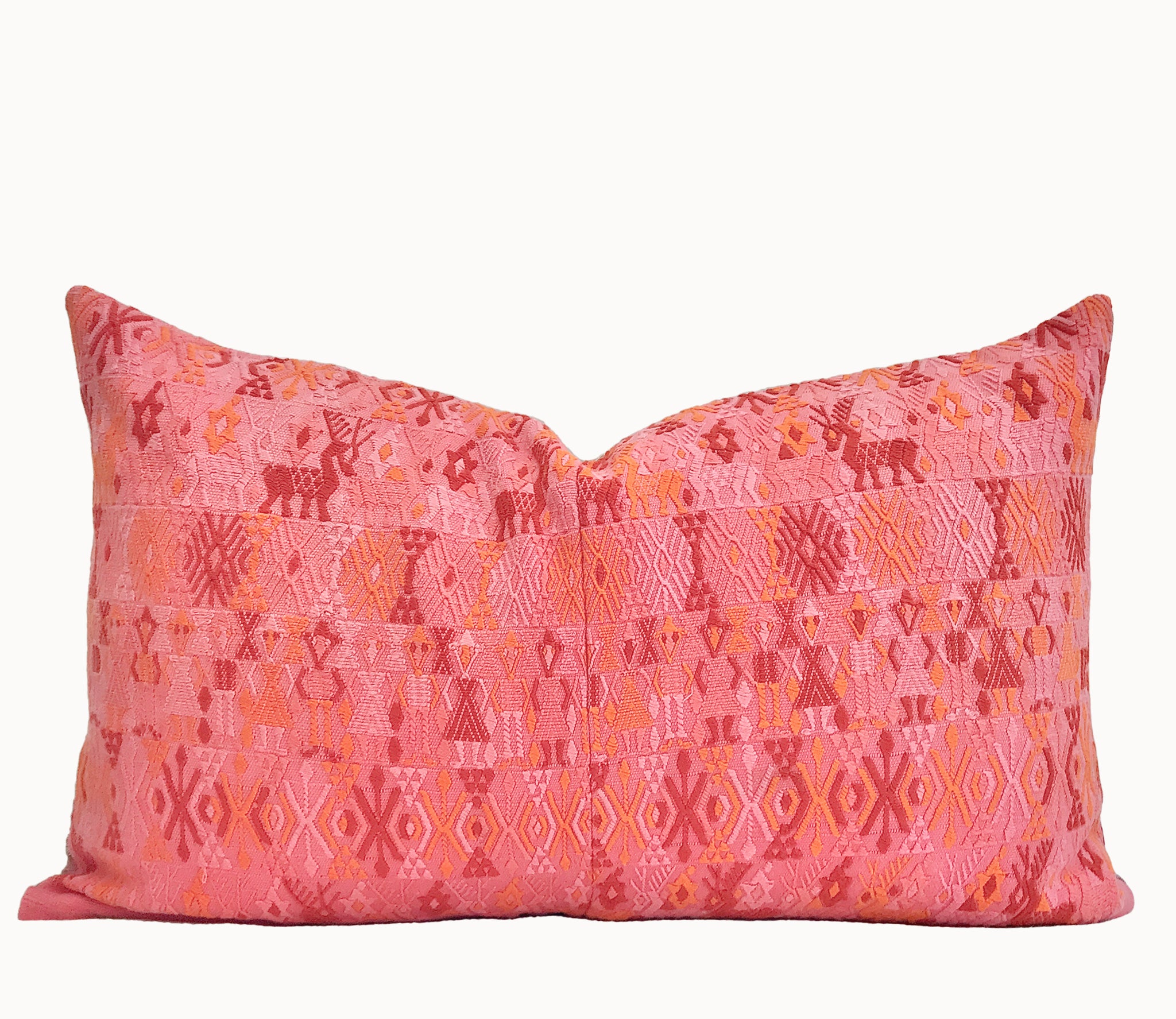 Guatemalan Huipil Pillows - Orange Coban VII