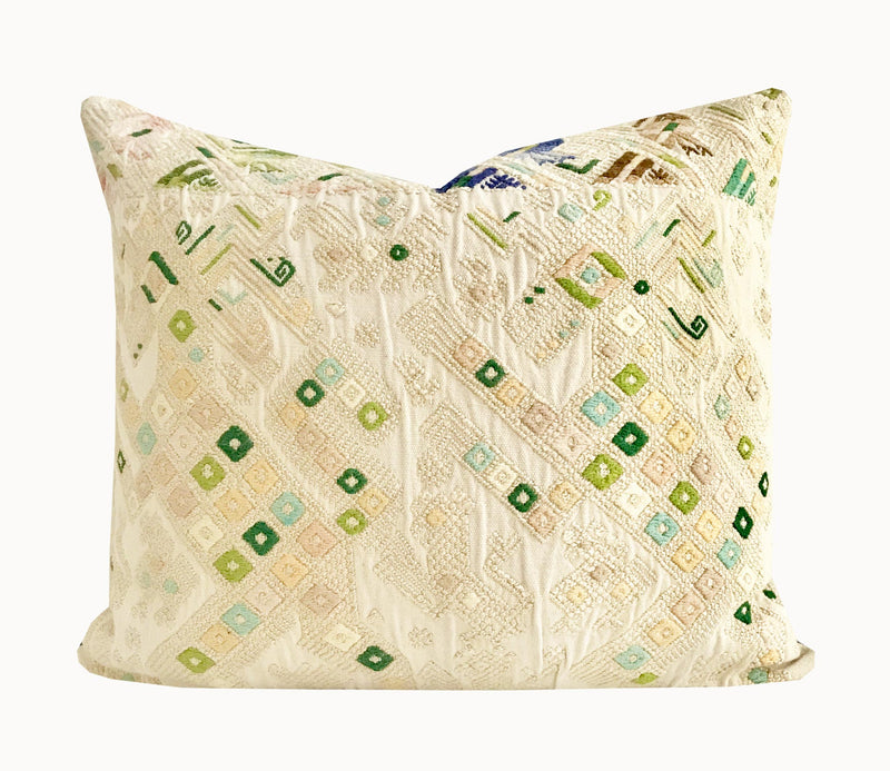 Vintage textile huipil cushion