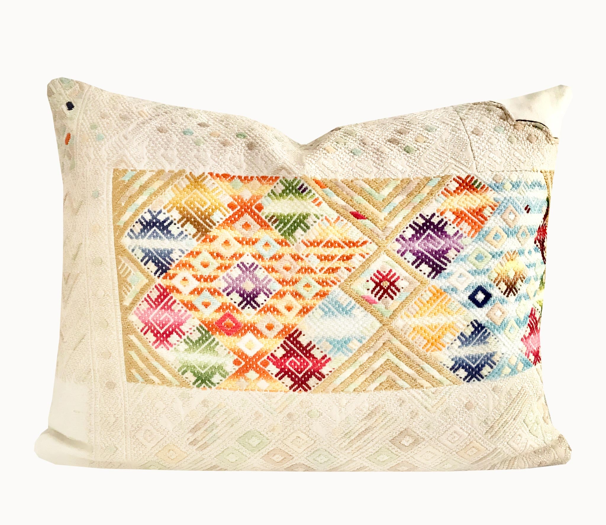Vintage textile huipil cushion
