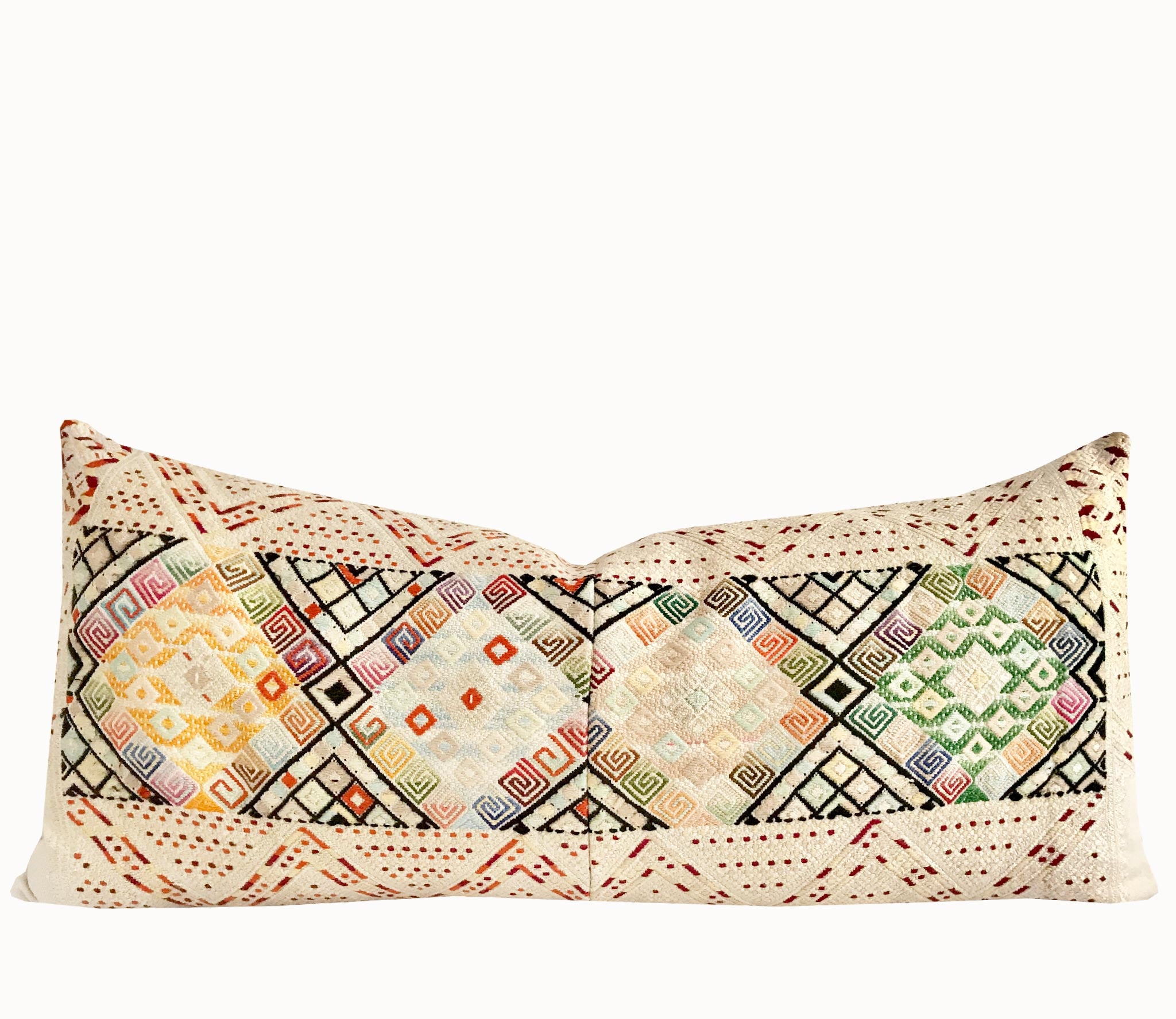 Vintage textile huipil cushion