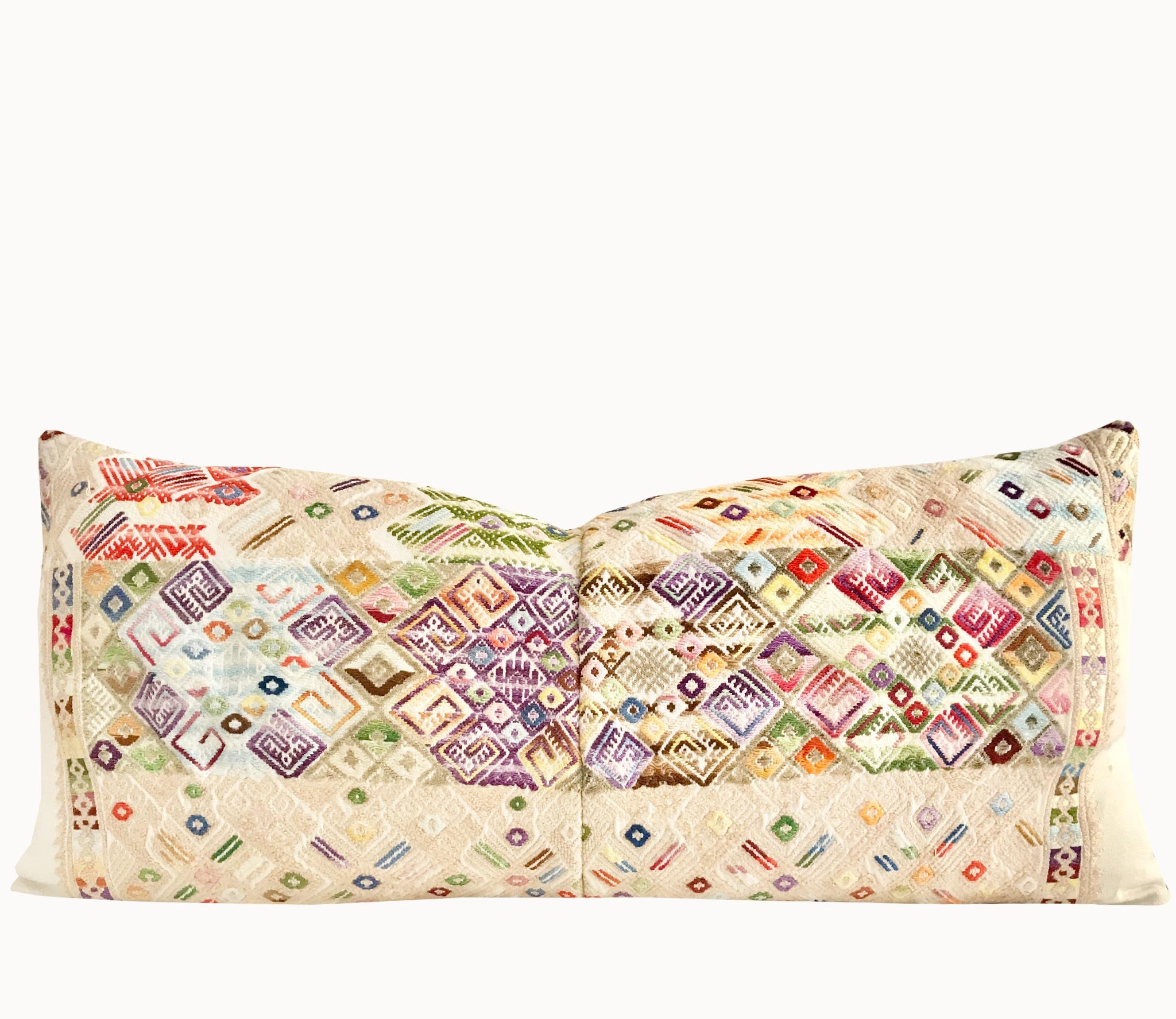 Vintage textile huipil cushion