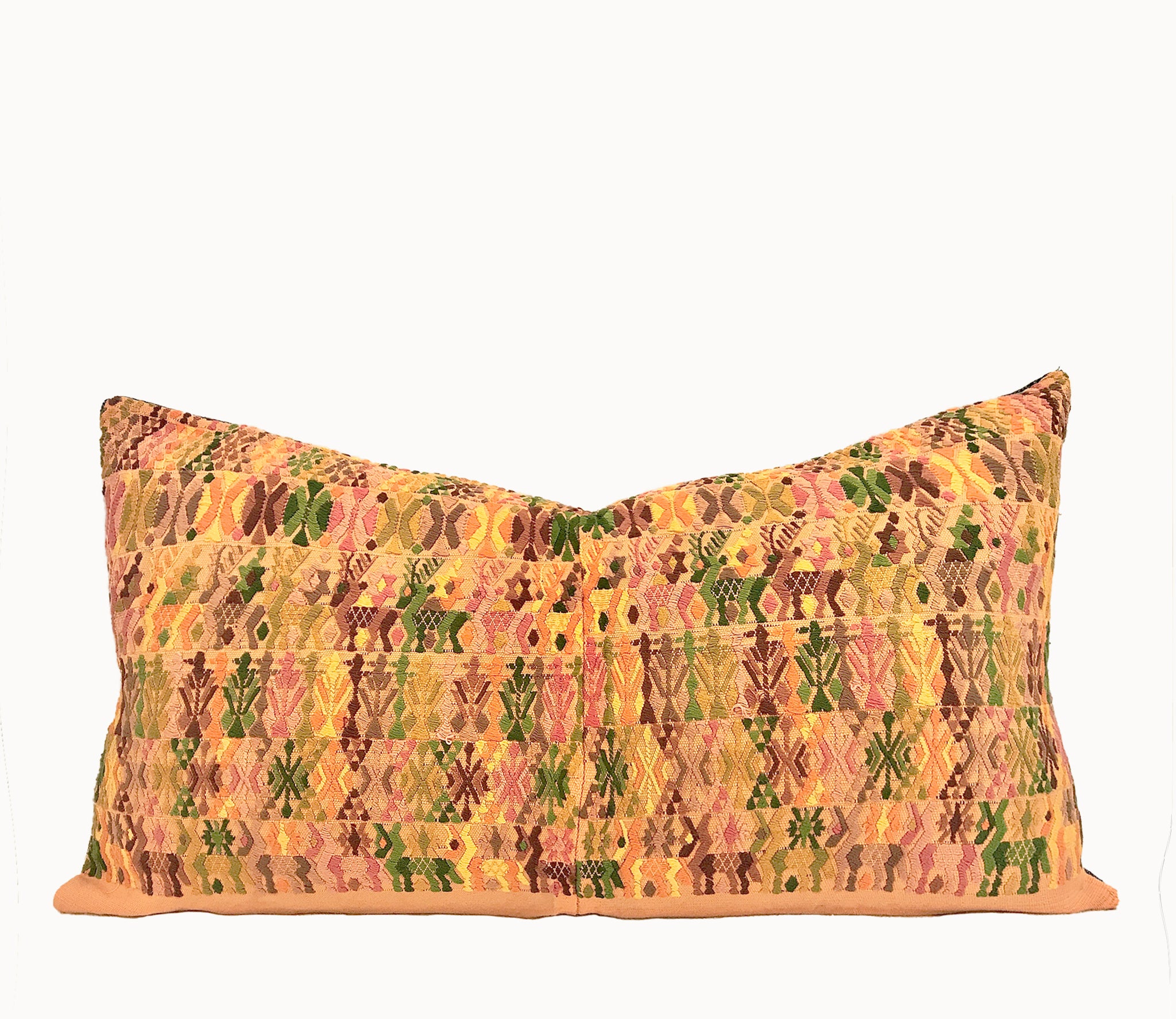 Vintage textile pillows made from a Guatemalan huipil and corte.