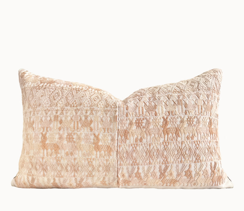 Vintage textile pillows made from a Guatemalan huipil and corte.
