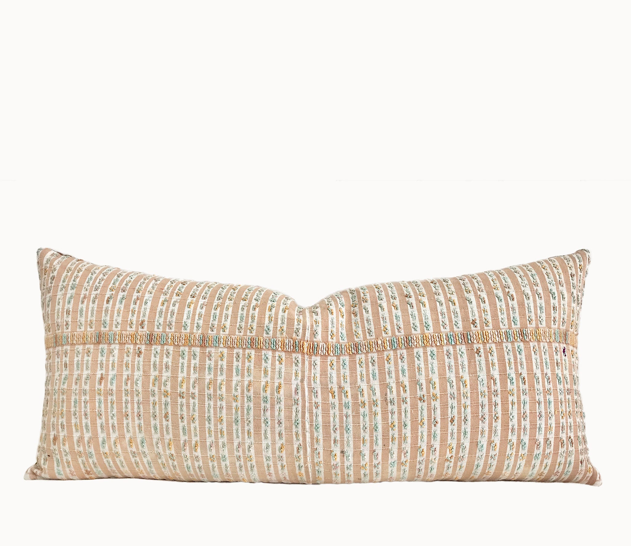 Vintage textile pillows made from a Guatemalan huipil and corte.