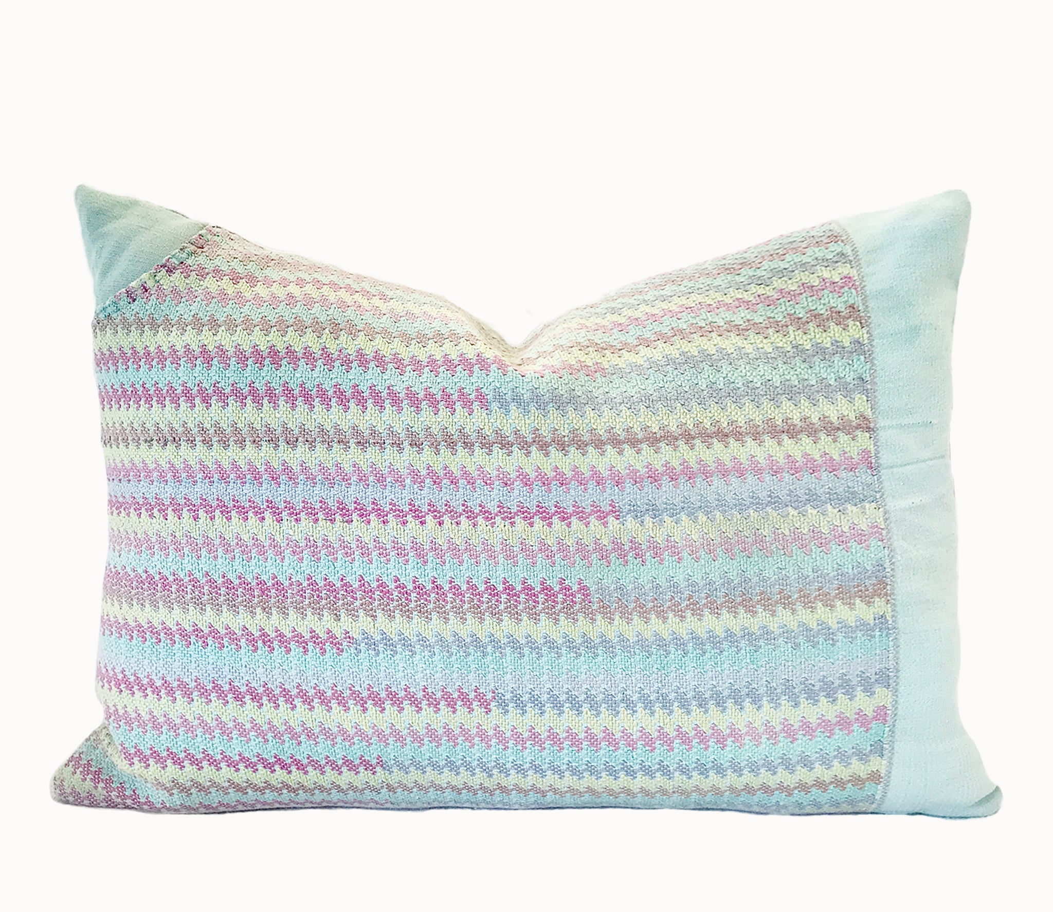 Vintage textile pillows made from a Guatemalan huipil and corte.