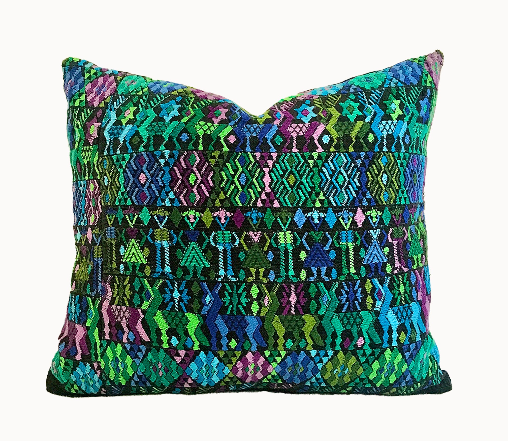 Guatemalan Huipil Pillows - Green Coban XXIV