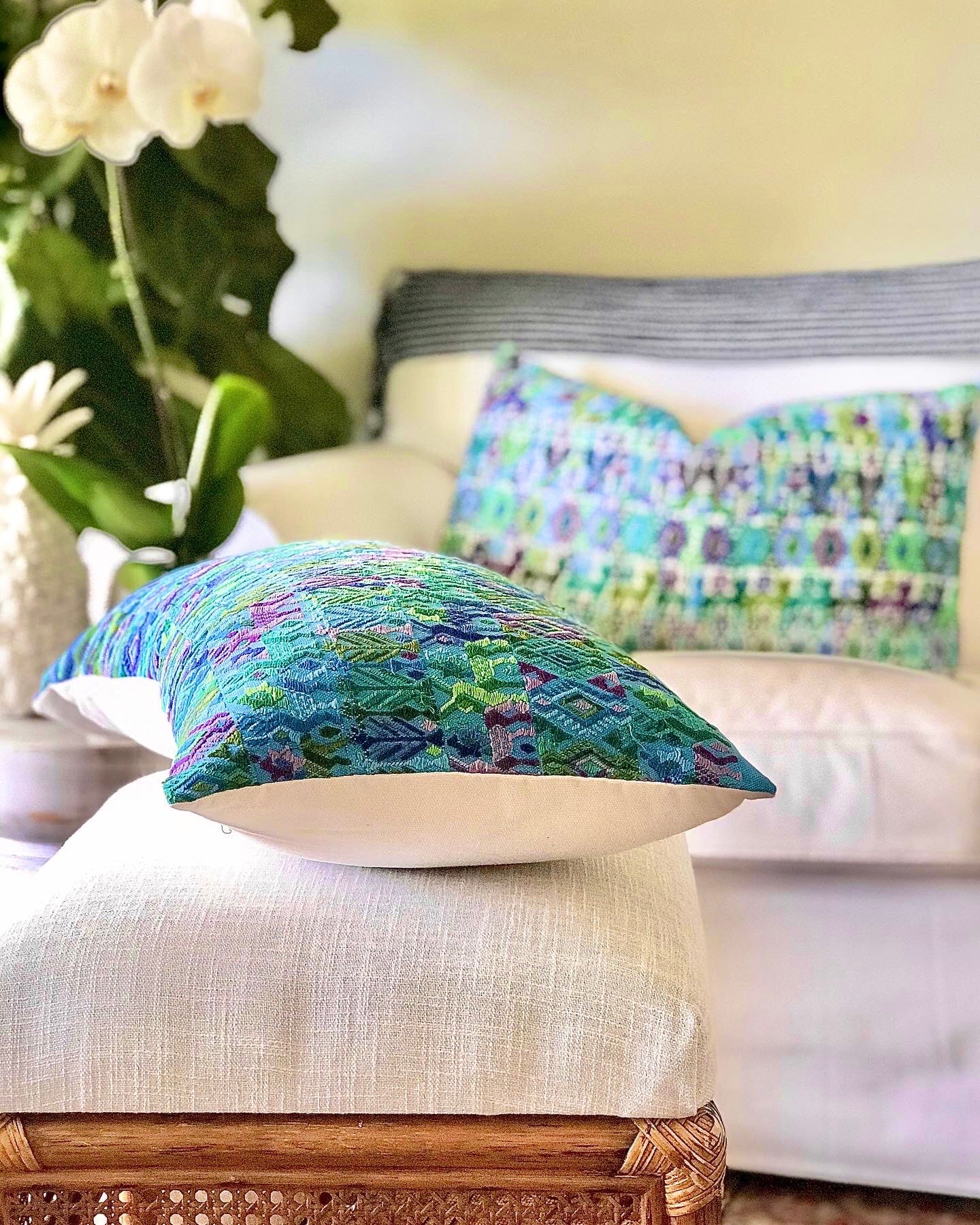 Guatemalan Huipil Textile - Bright Blue Coban IX