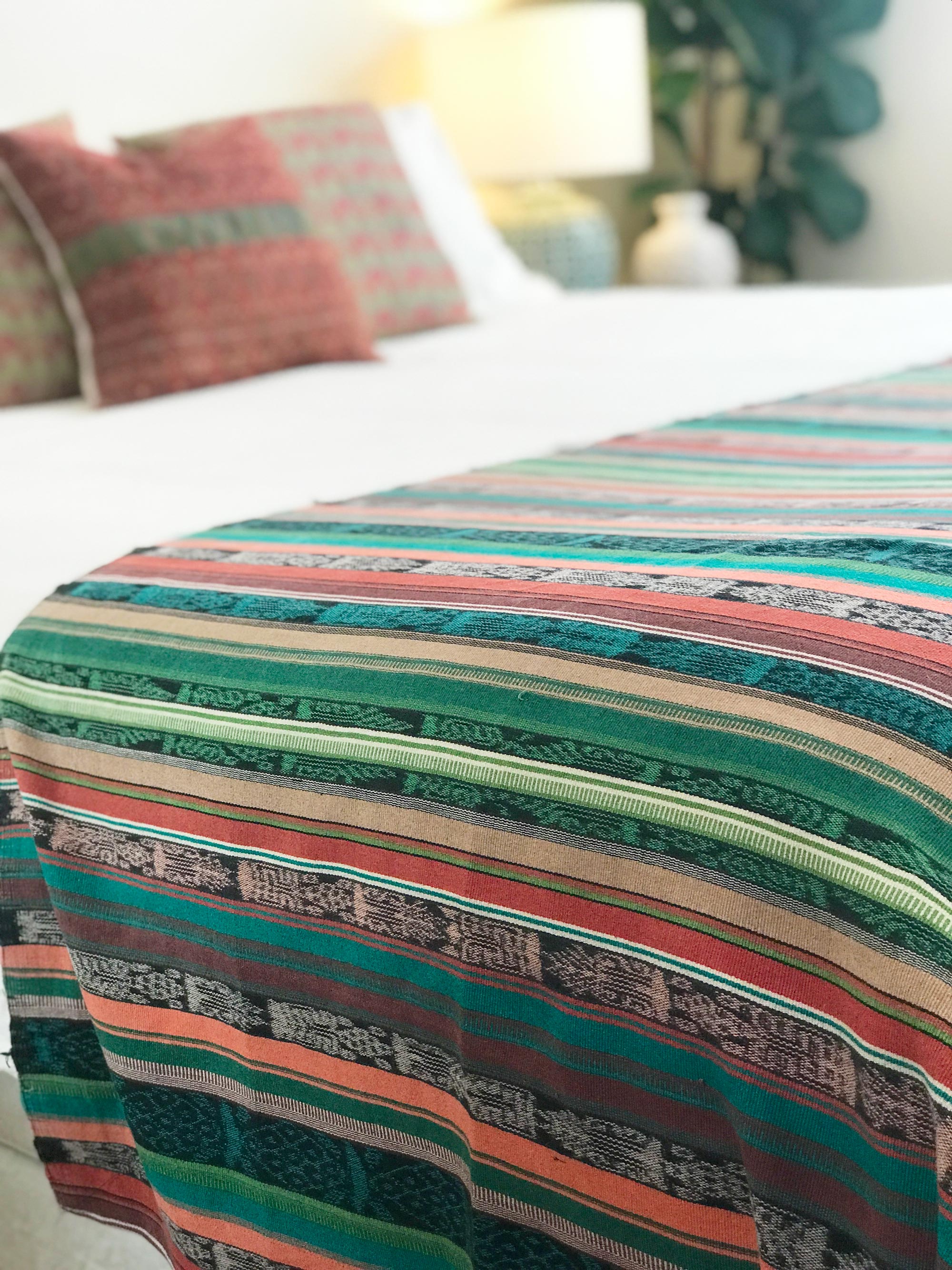 Vintage textile ikat bed throw