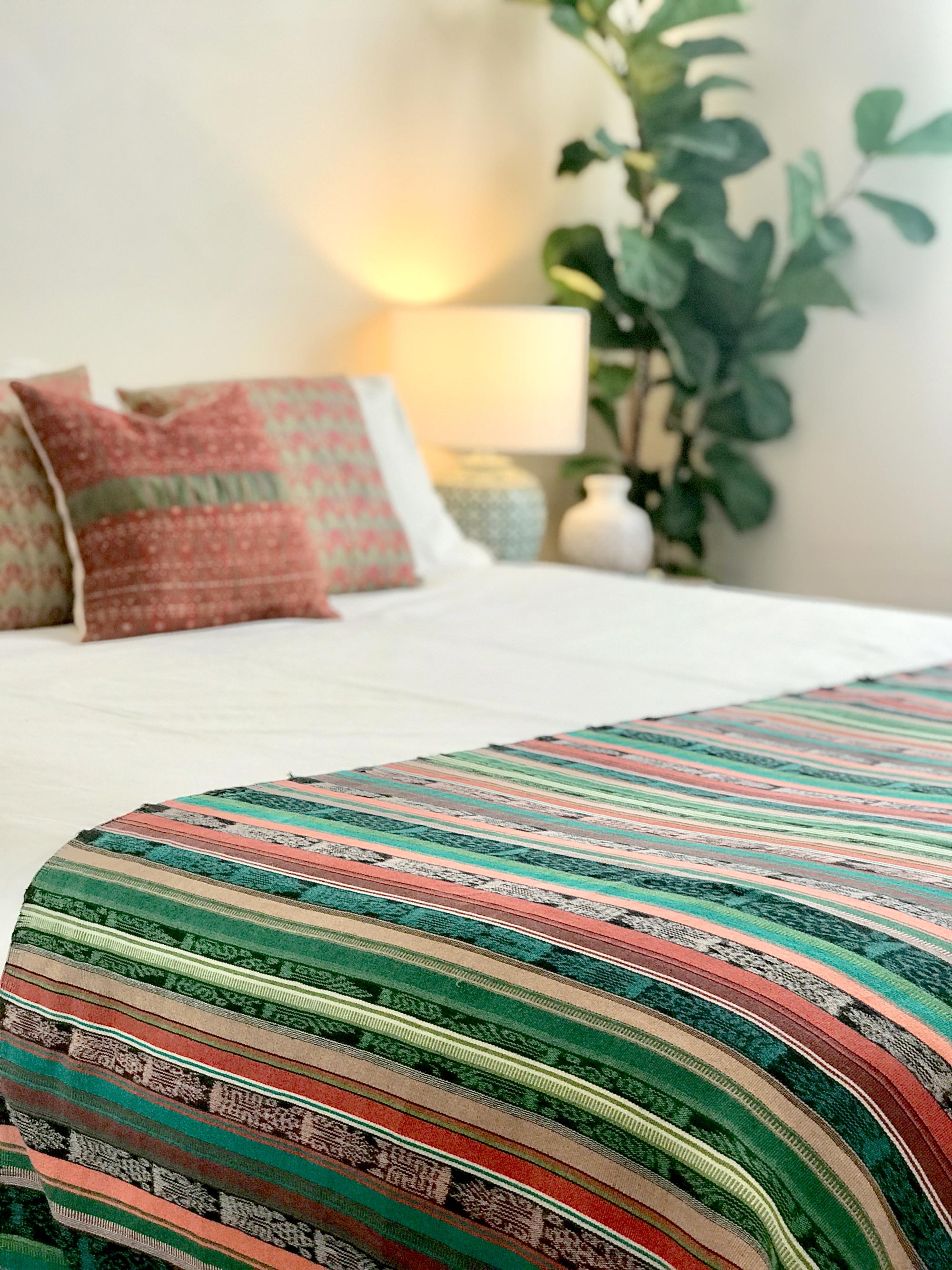 Vintage textile ikat bed throw