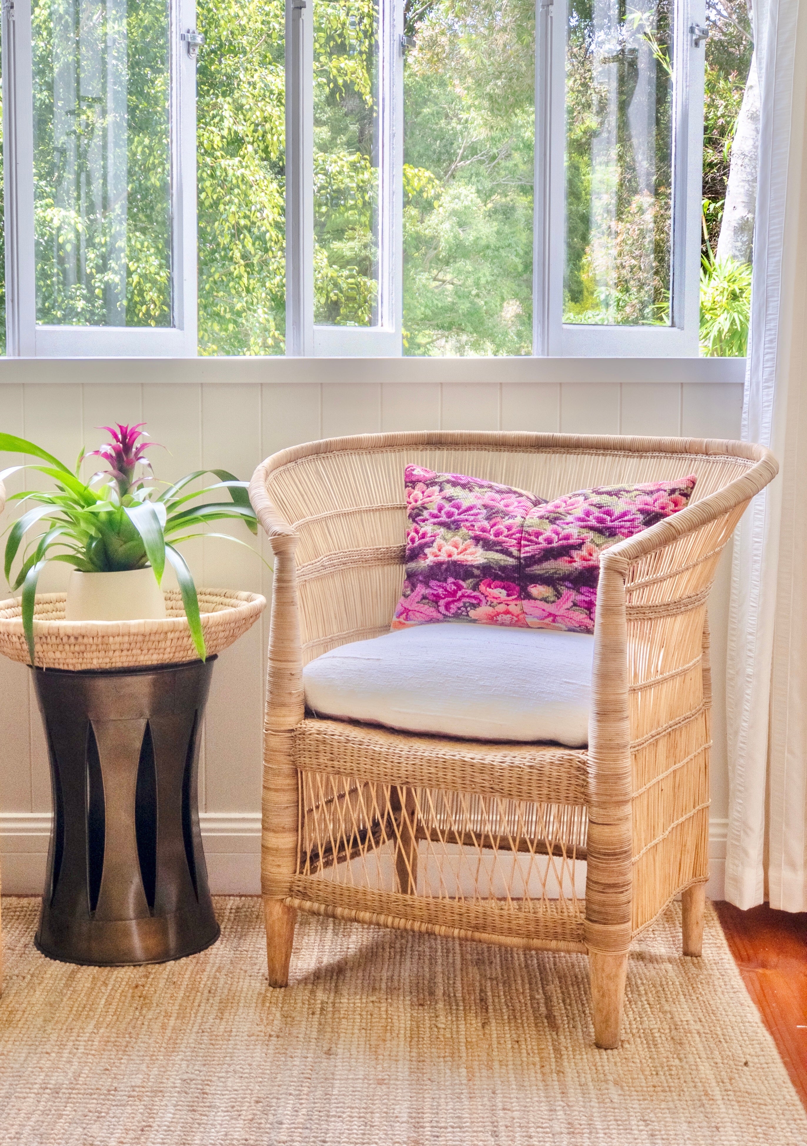 Guatemalan Huipil Pillow, Vintage, hand woven coral and fuchsia floral lumbar cushion from Chichicastenango