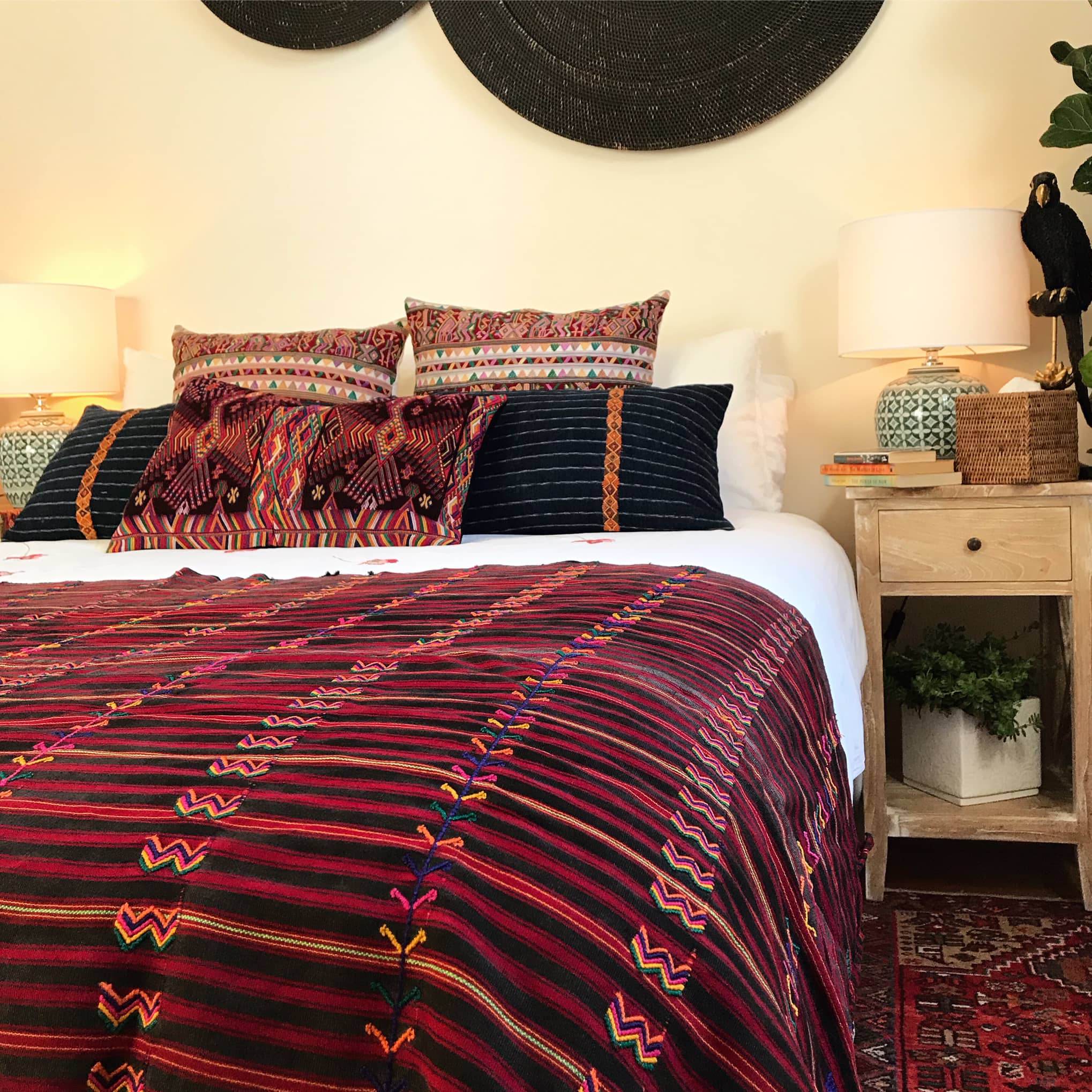 Vintage textile ikat bed throw