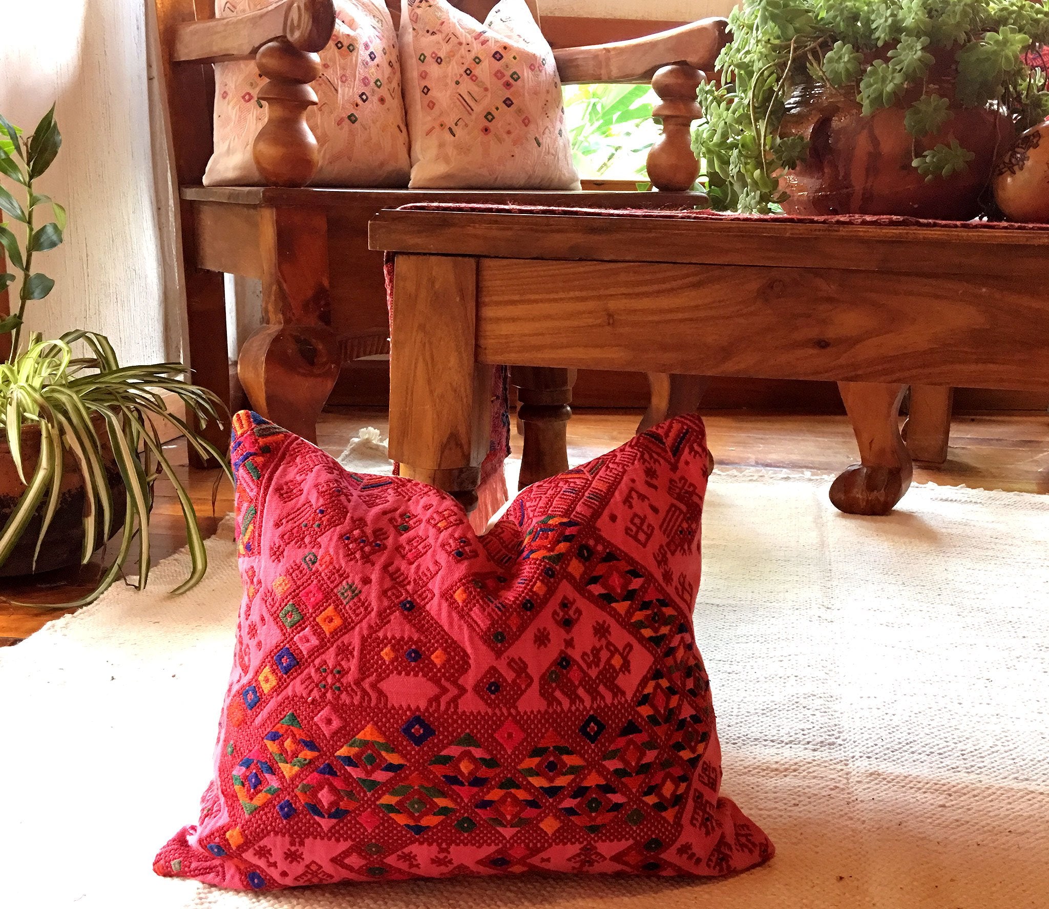 Guatemalan textiles, huipil pillow - Lamour Artisans
