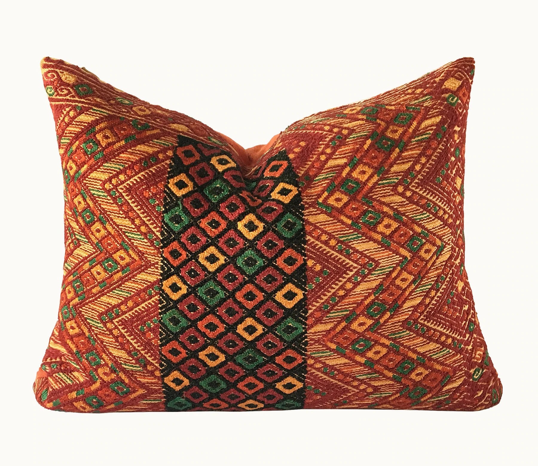 Guatemalan Huipil Pillow - Chili Spice III