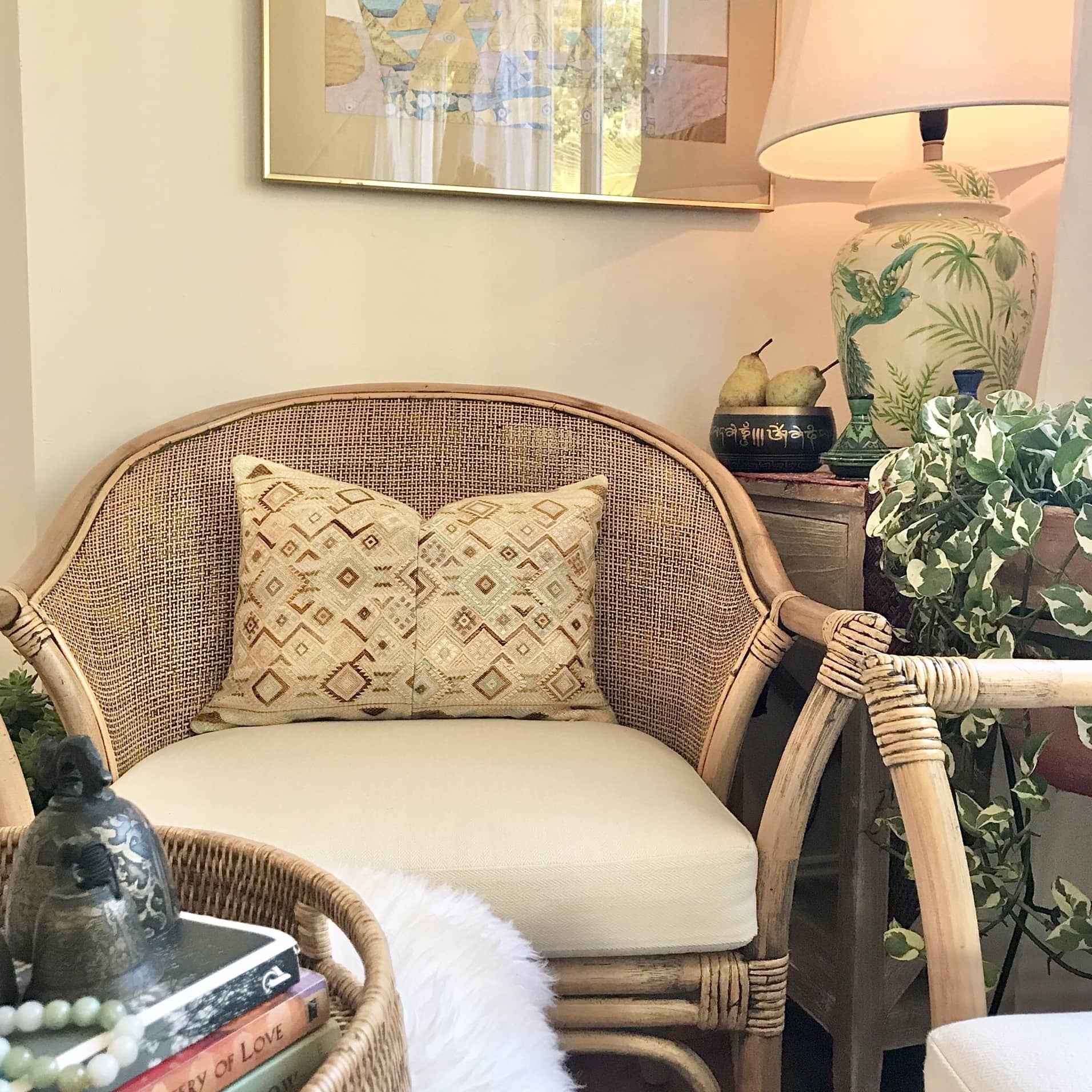 Guatemalan Huipil Pillow, vintage, hand embroidered textile in a beautiful cream, gold and Tiffany blue geometric pattern