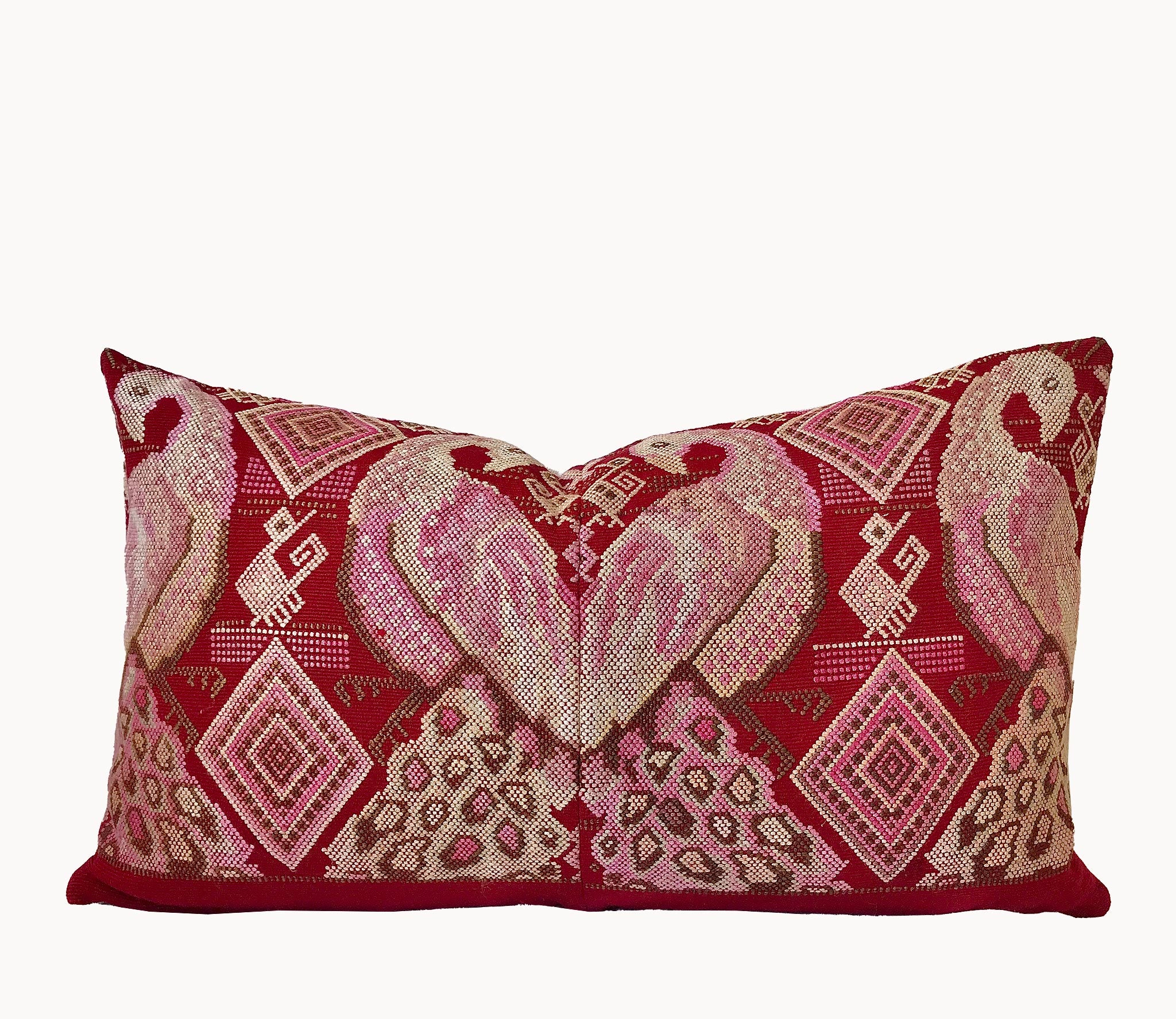 Guatemalan Huipil Pillow - Chichicastenango Peacocks II