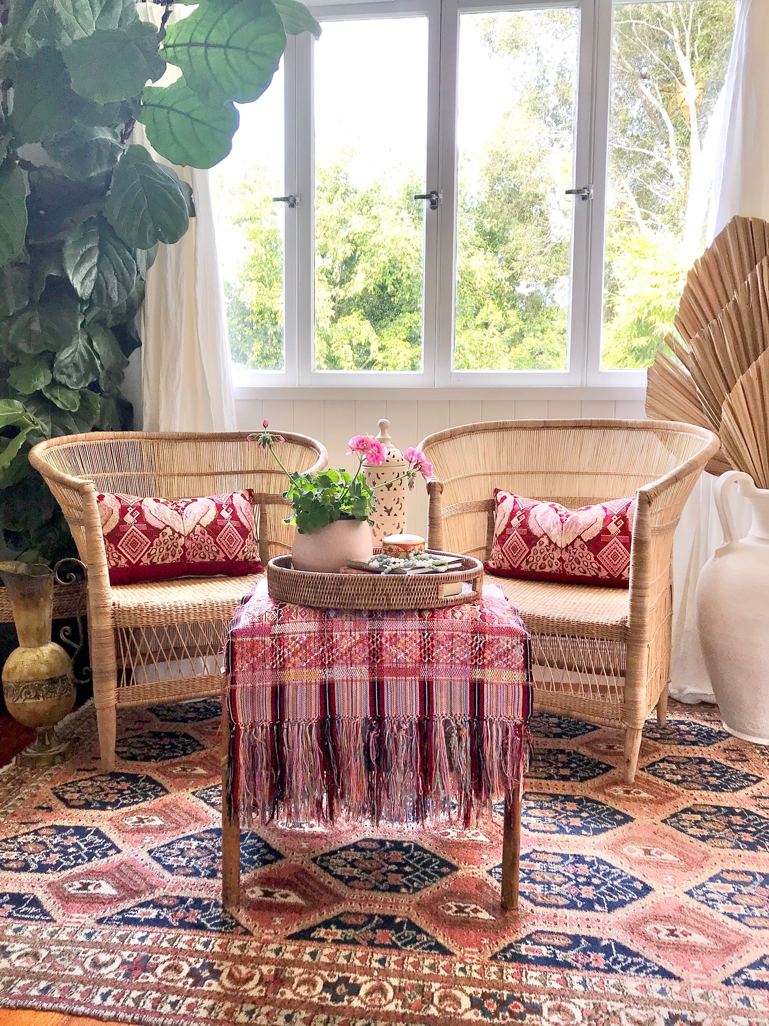 Guatemalan Huipil Pillow - Chichicastenango Peacocks II