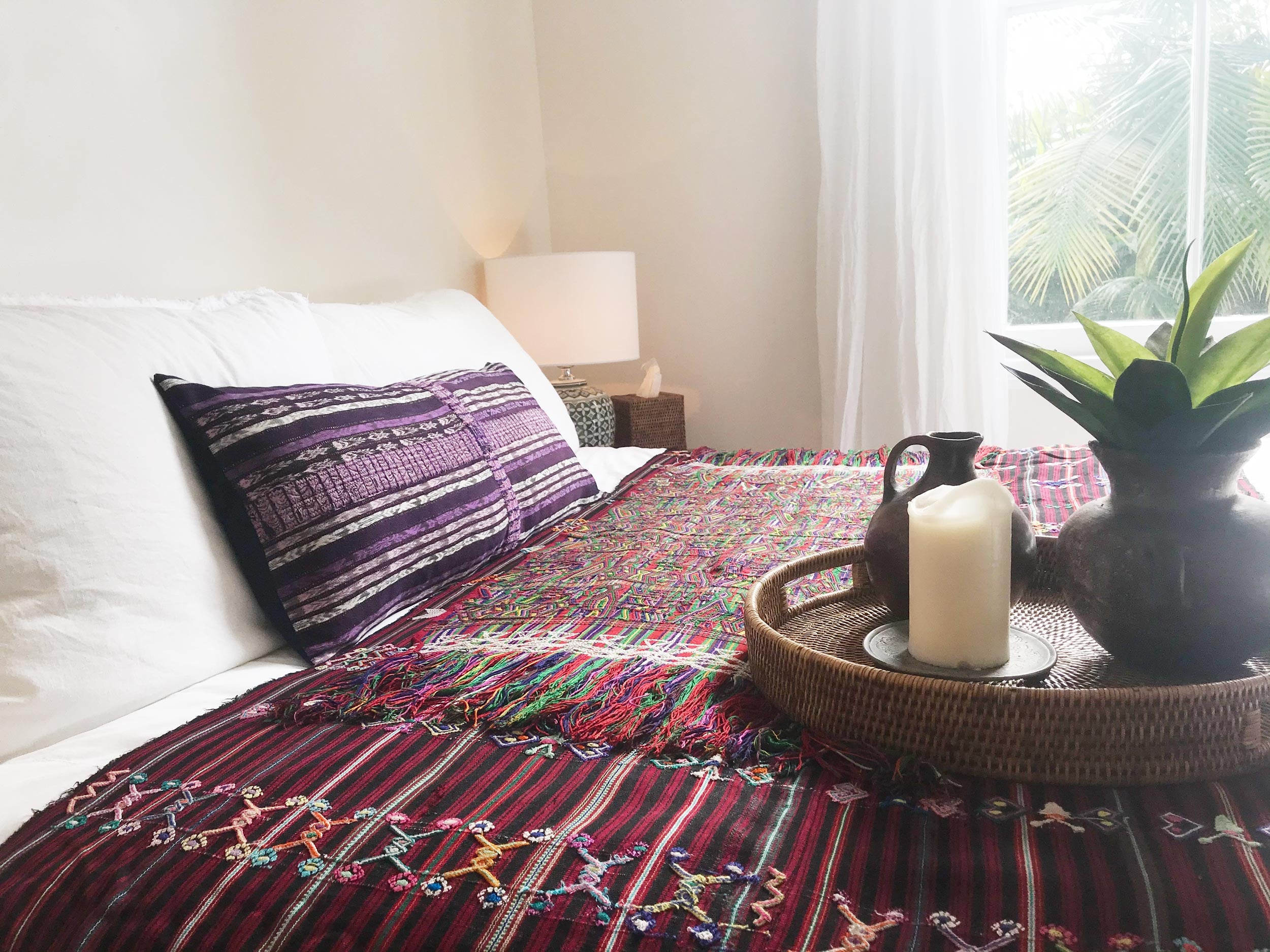 Guatemalan Corte Pillow - Purple Chichi long lumbar