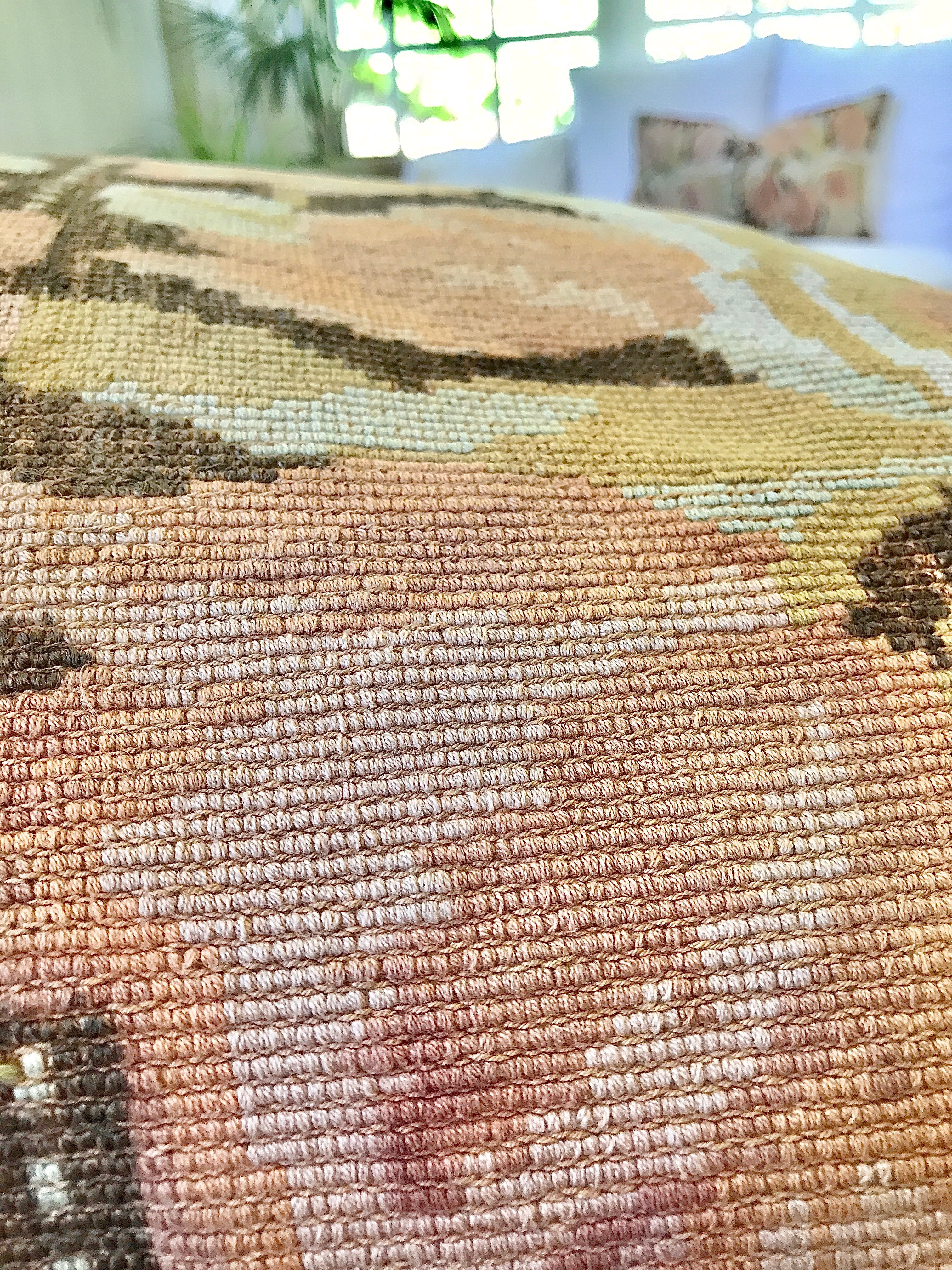 Vintage textile cushions made from a Guatemalan huipil and corte