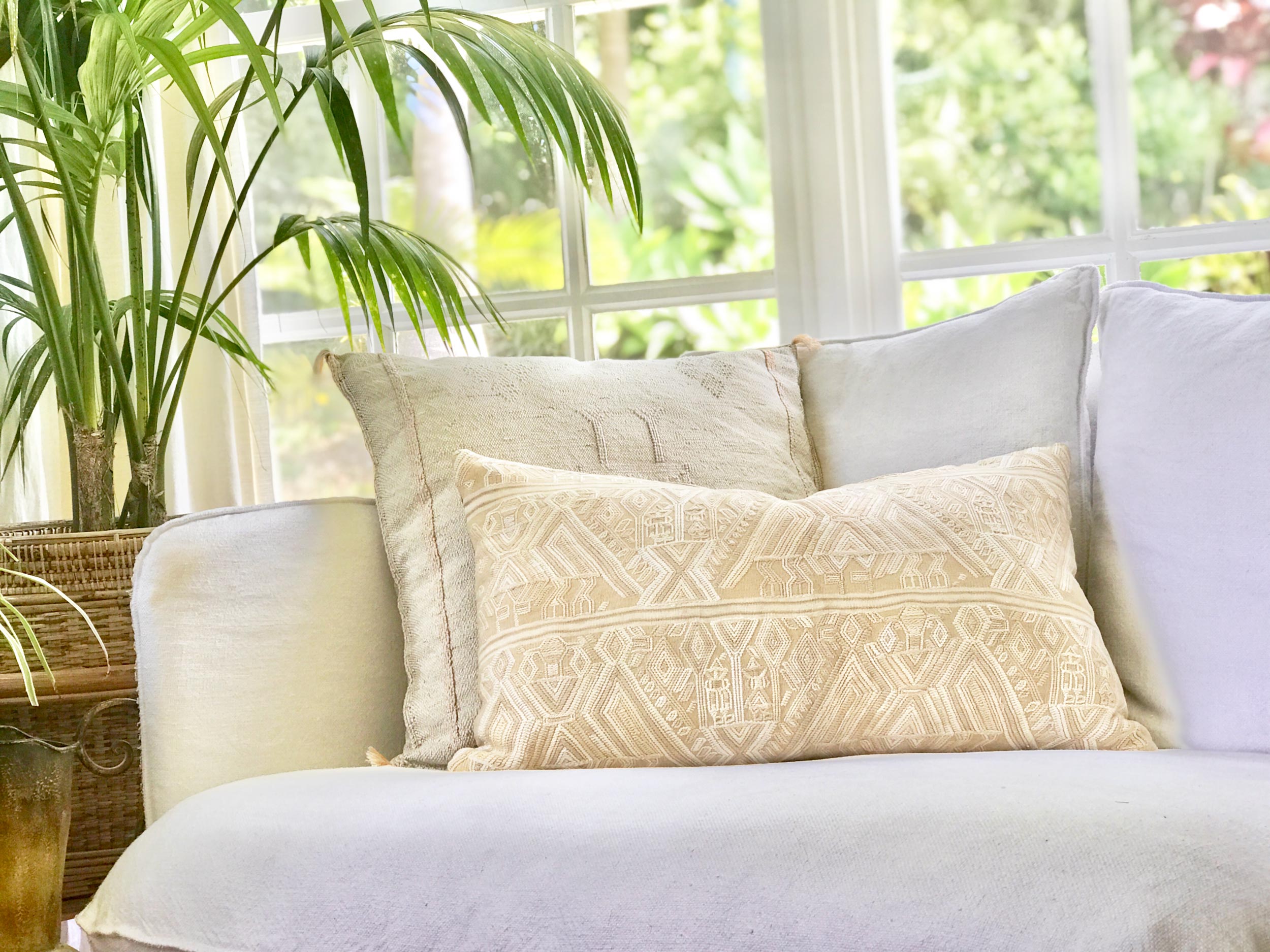 Guatemalan Huipil Pillows - Beige Nebaj I