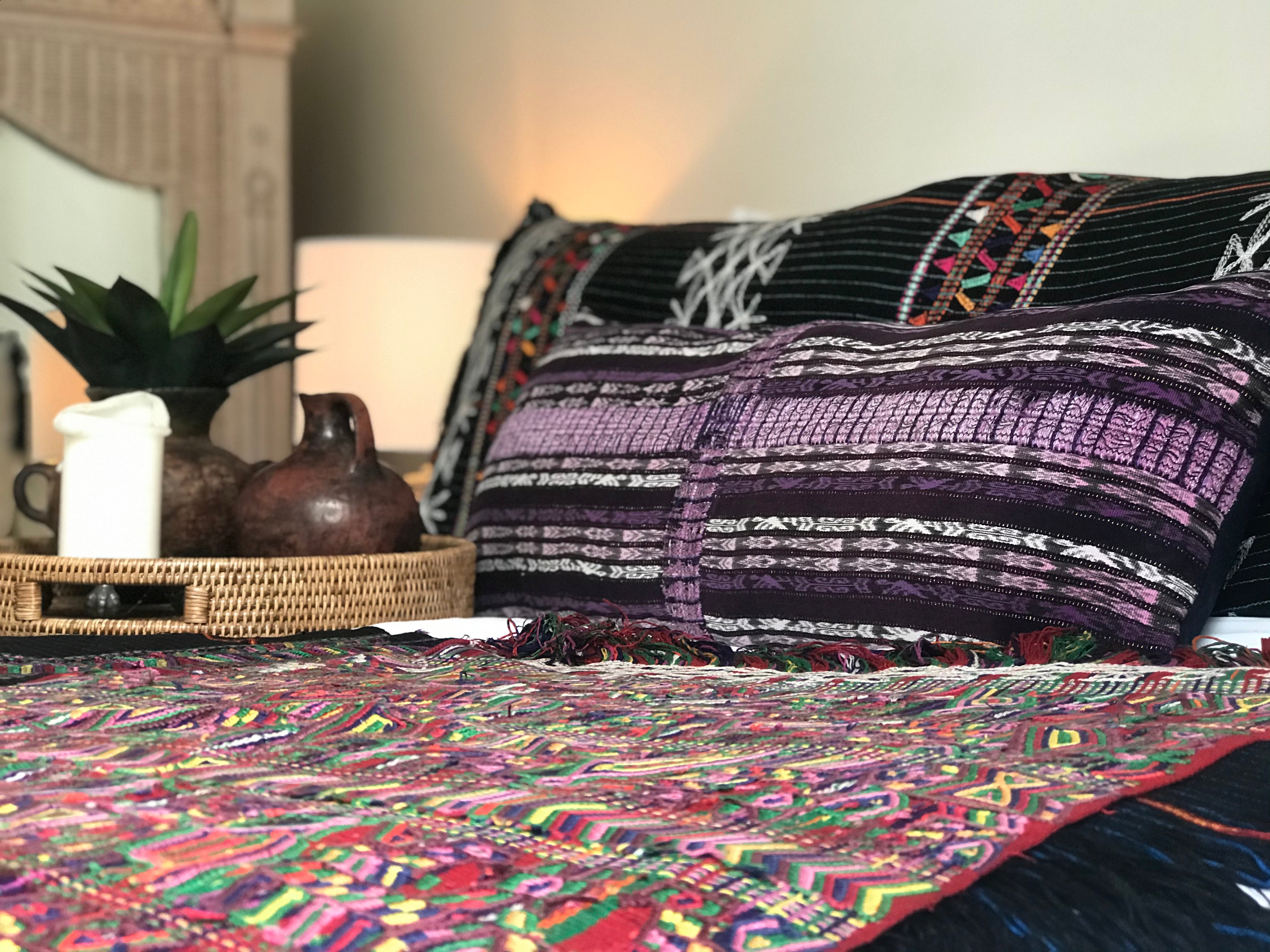 Guatemalan Corte Pillow - Purple Chichi long lumbar