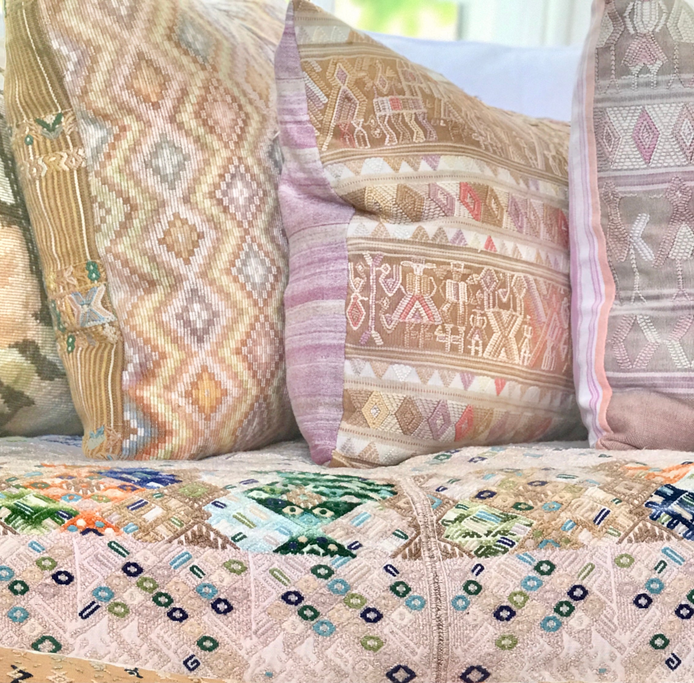 Guatemalan Huipil Pillows - Brown Nebaj I