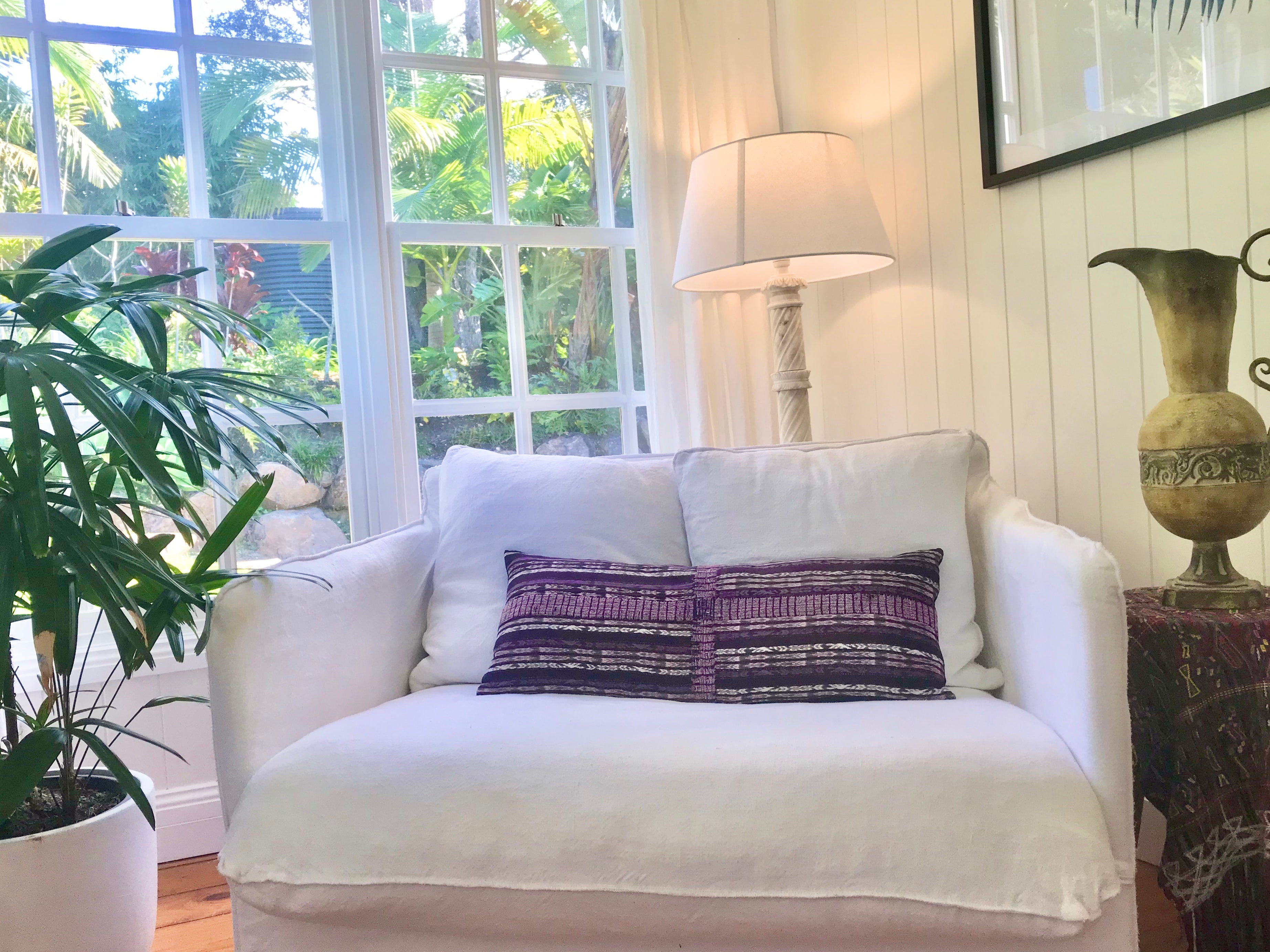 Guatemalan Corte Pillow - Purple Chichi long lumbar