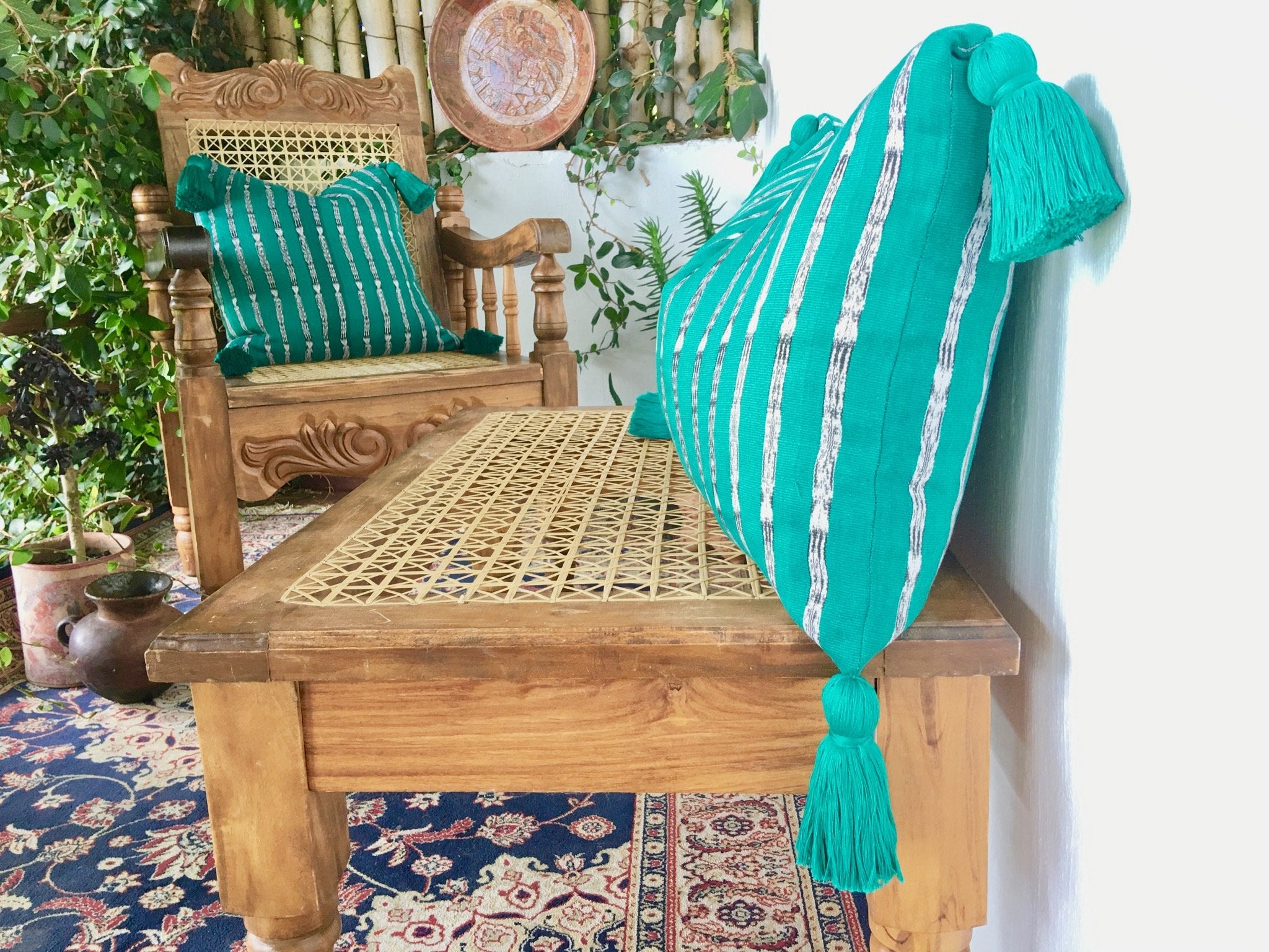 Guatemalan textiles, ikat pillow - Lamour Artisans