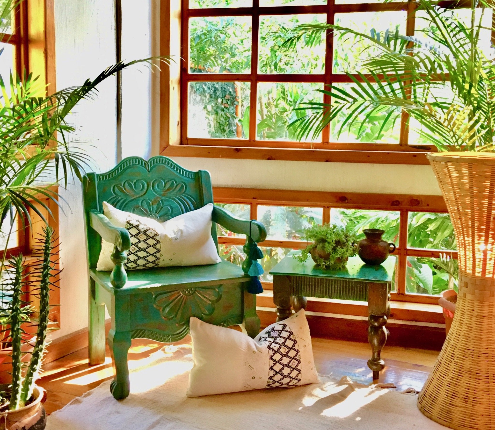 Guatemalan Huipil Pillow, vintage, hand woven pastel pink lumbar cushion from Nahuala