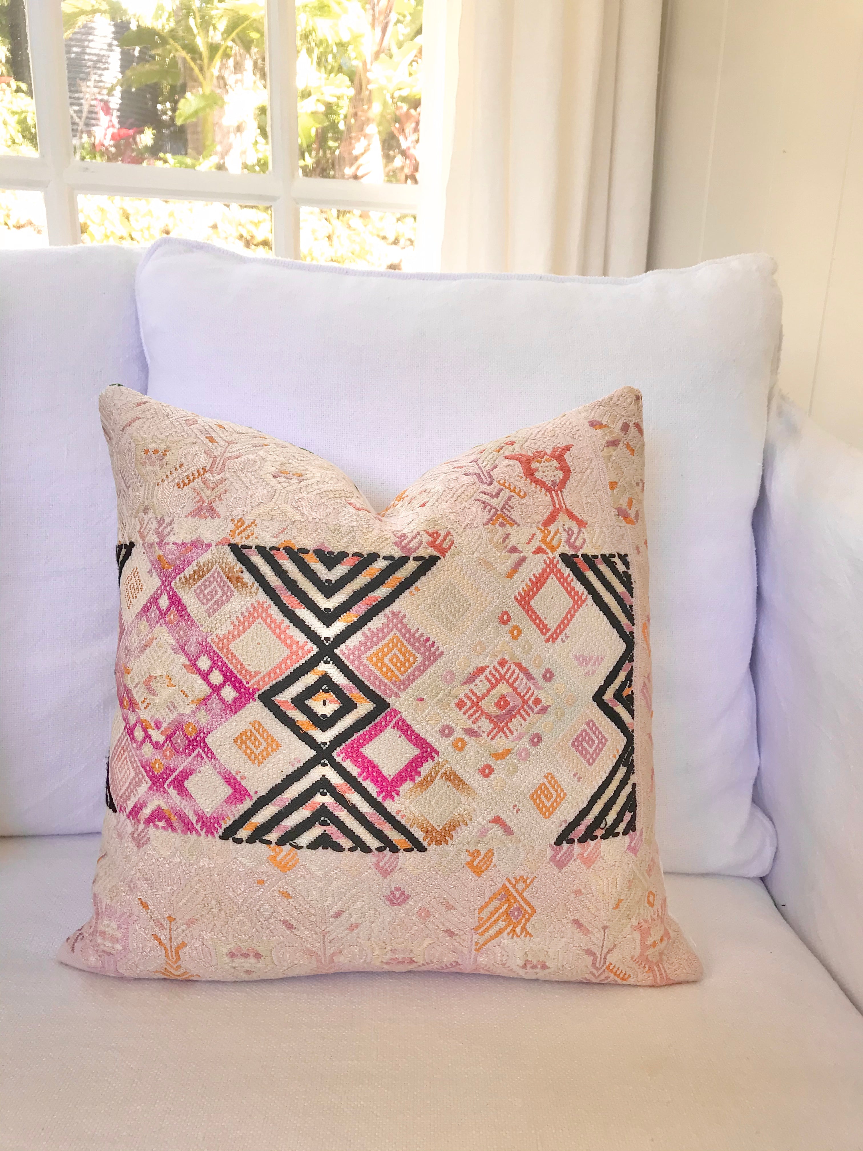 Huipil Pillows - Pale Pink Nahuala III