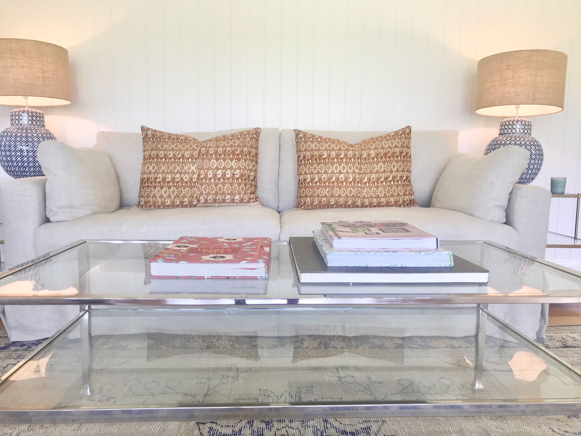 Vintage textile cushion made from a Guatemalan huipil and corte