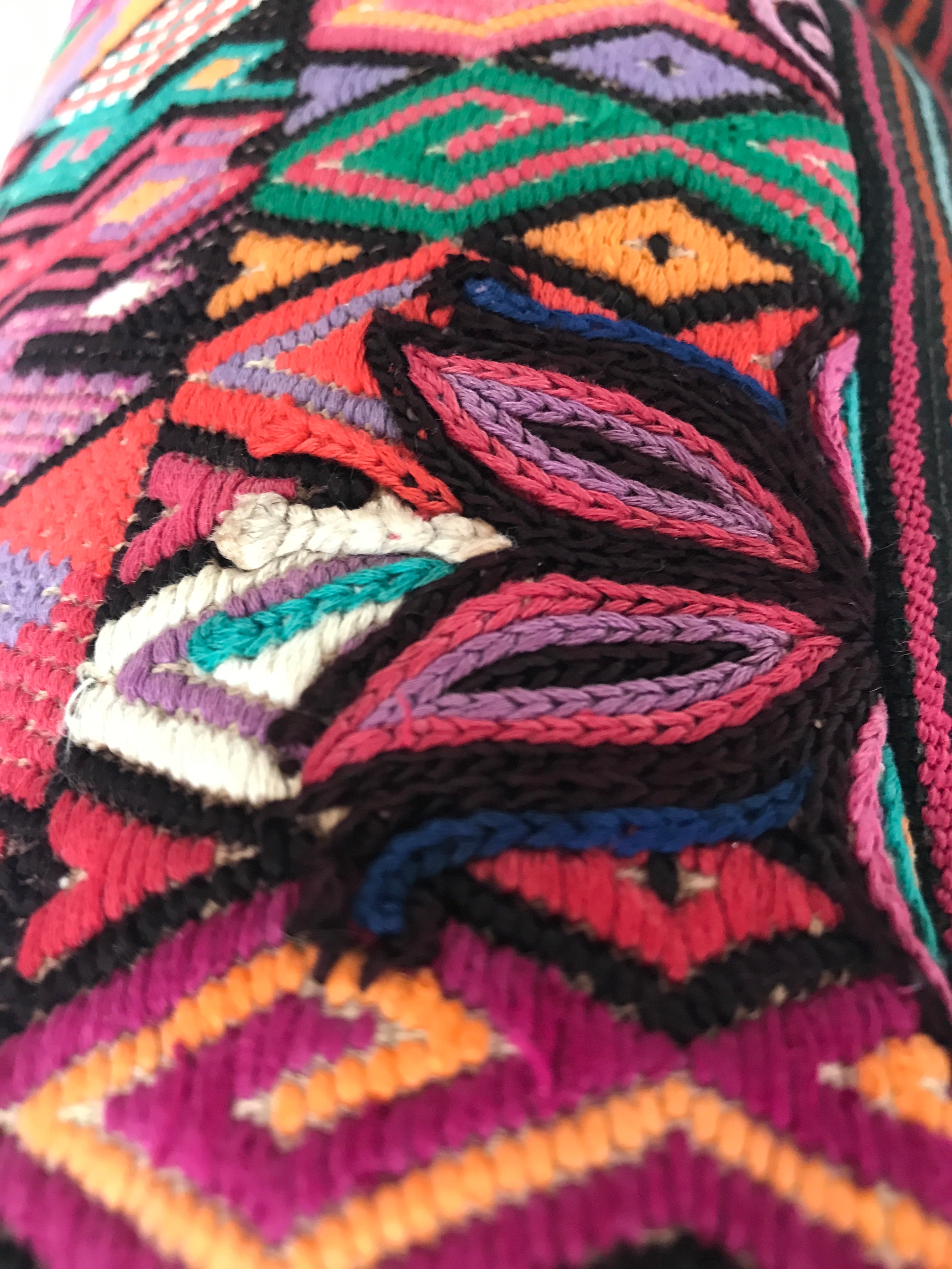 pink vintage huipil textile cushion