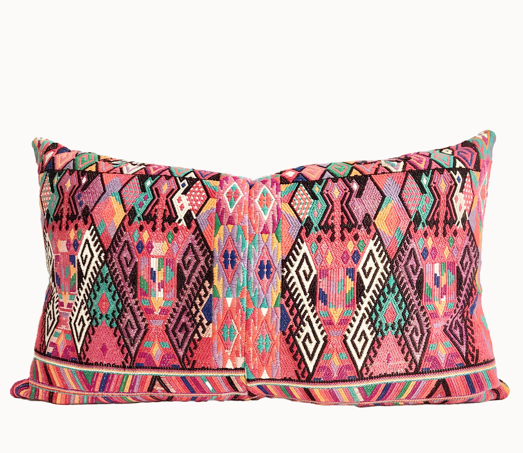 pink vintage huipil textile cushion