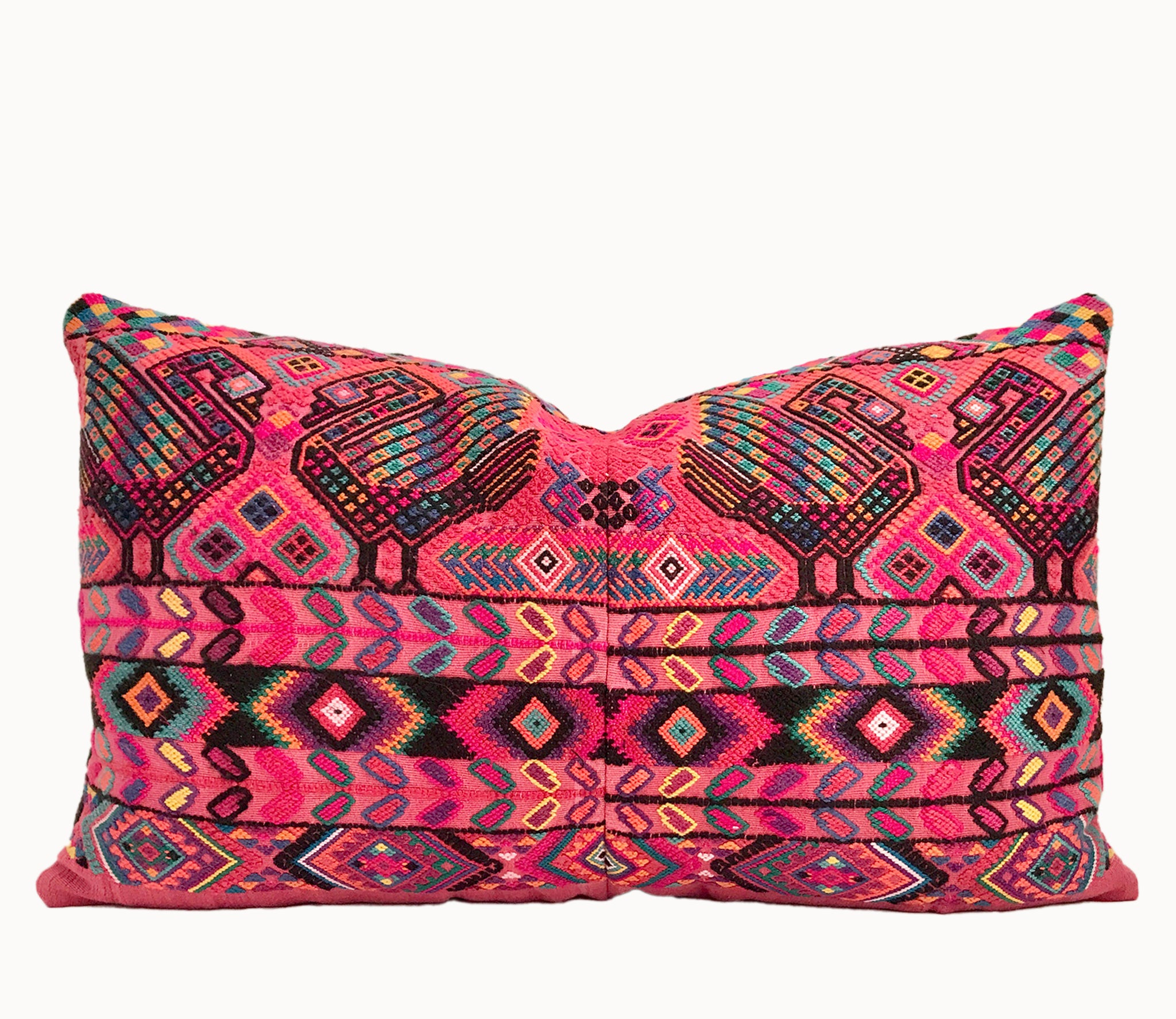 Vintage textile huipil cushion