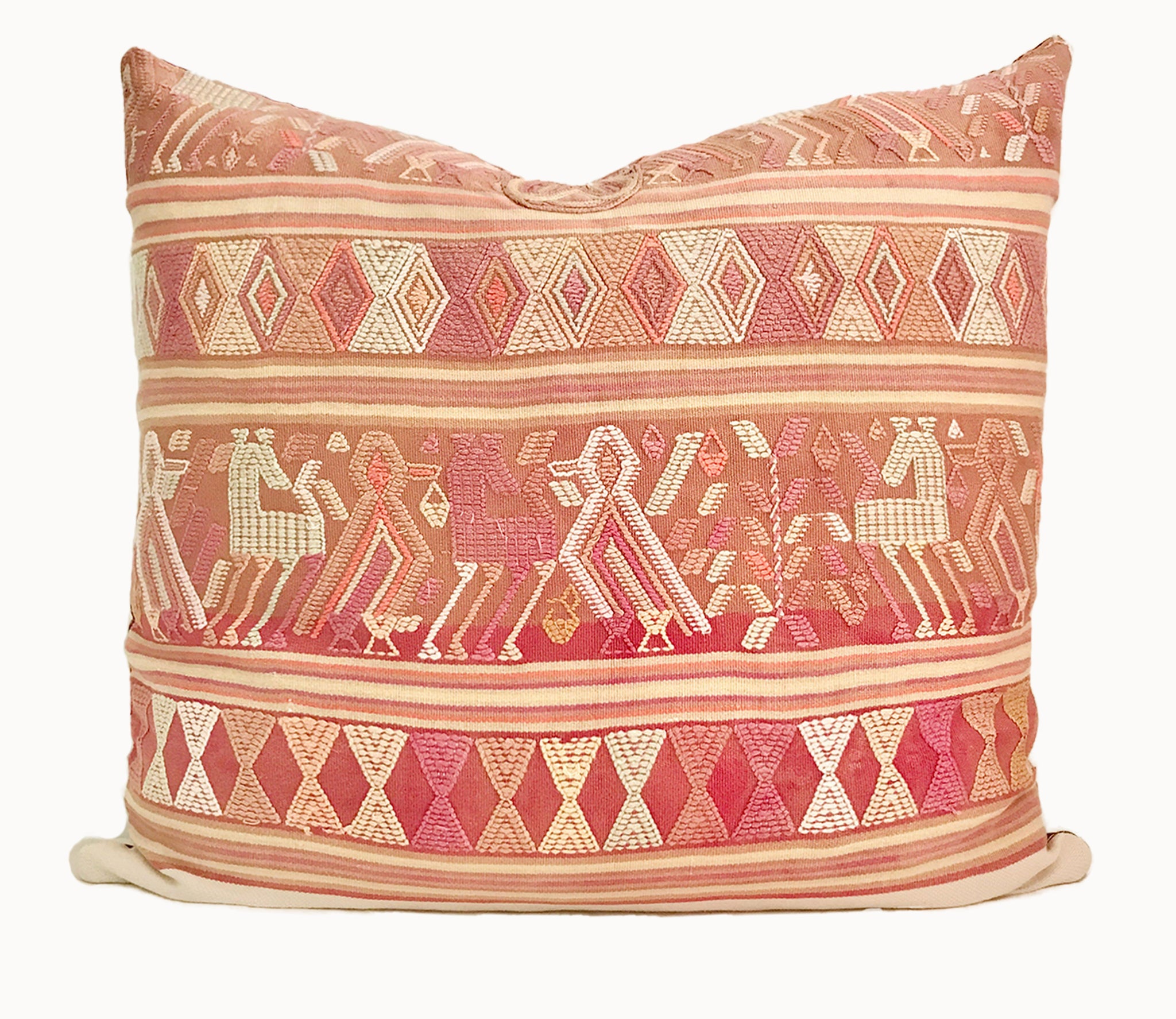 Vintage textile huipil cushion