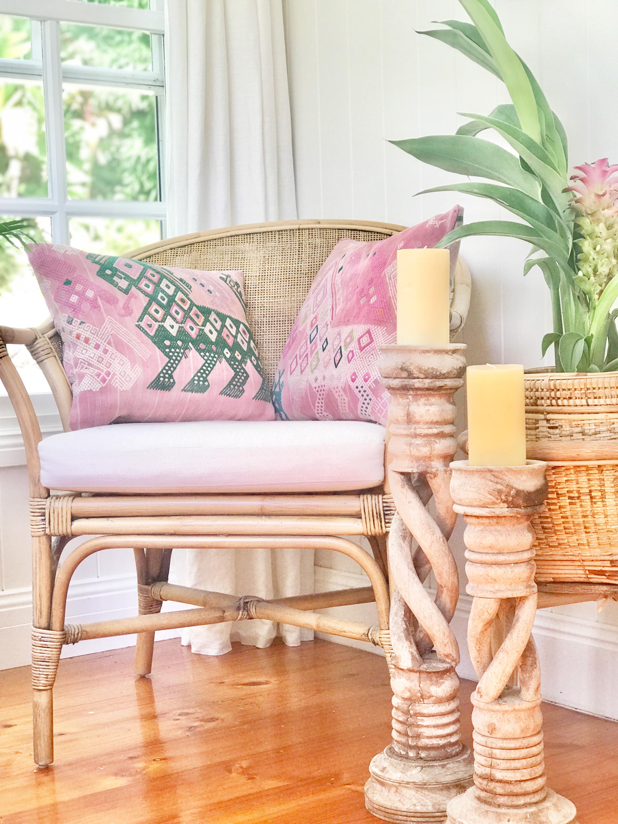 Vintage textile huipil cushion