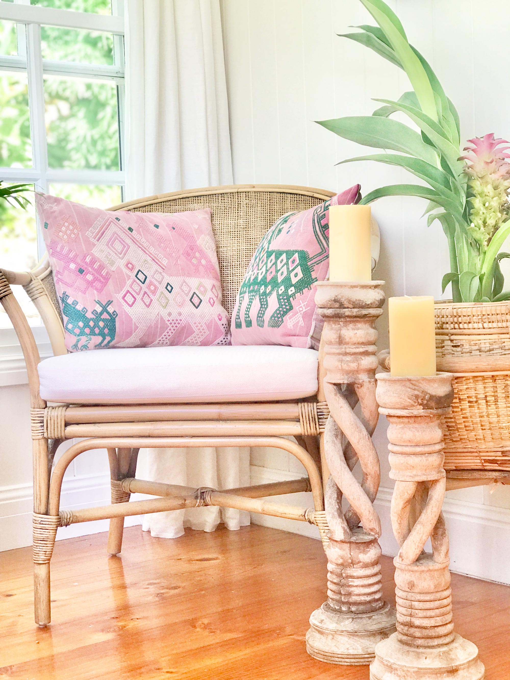 Vintage textile huipil cushion