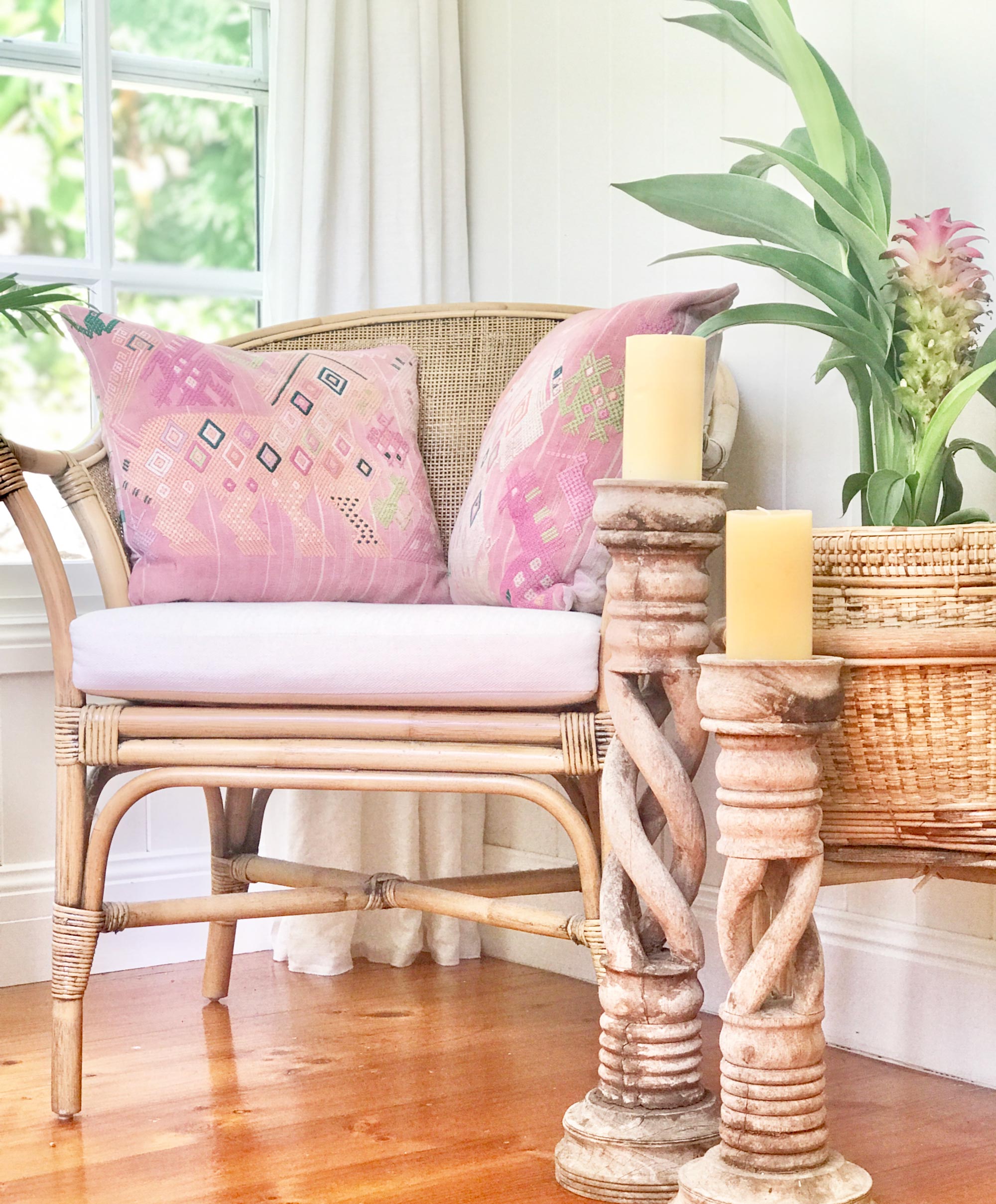 Vintage textile huipil cushion