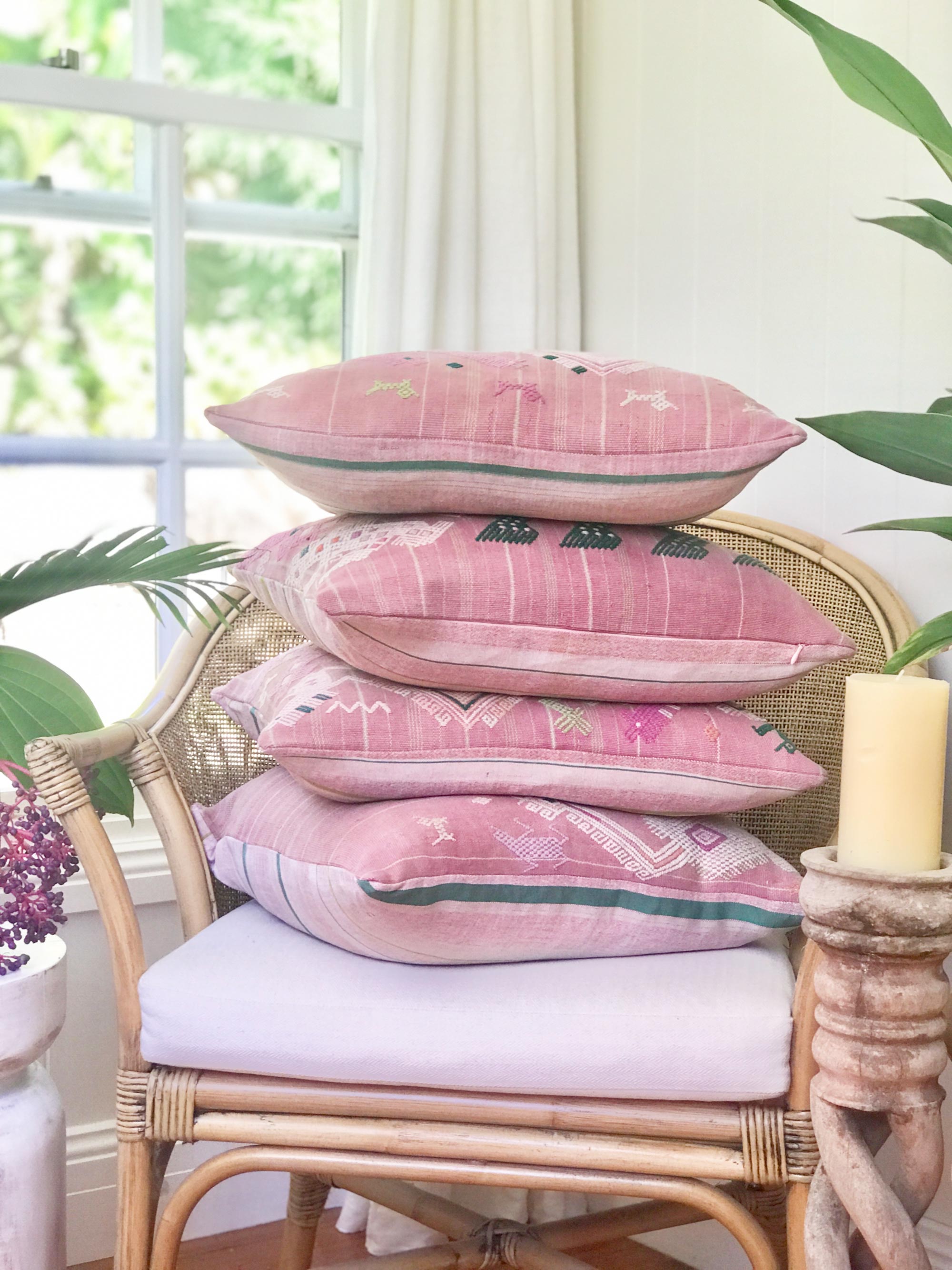 Vintage textile huipil cushion