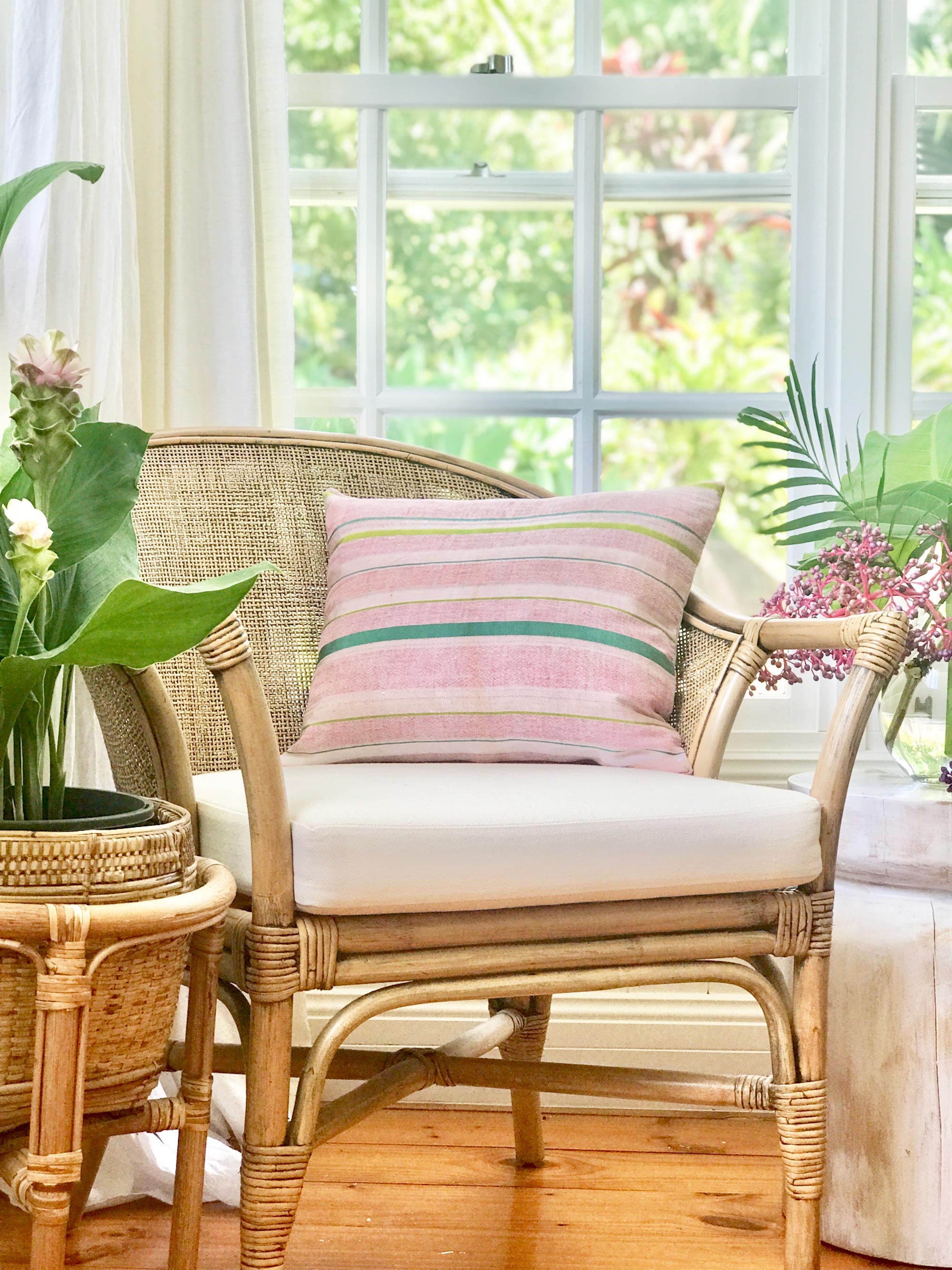 Vintage textile huipil cushion