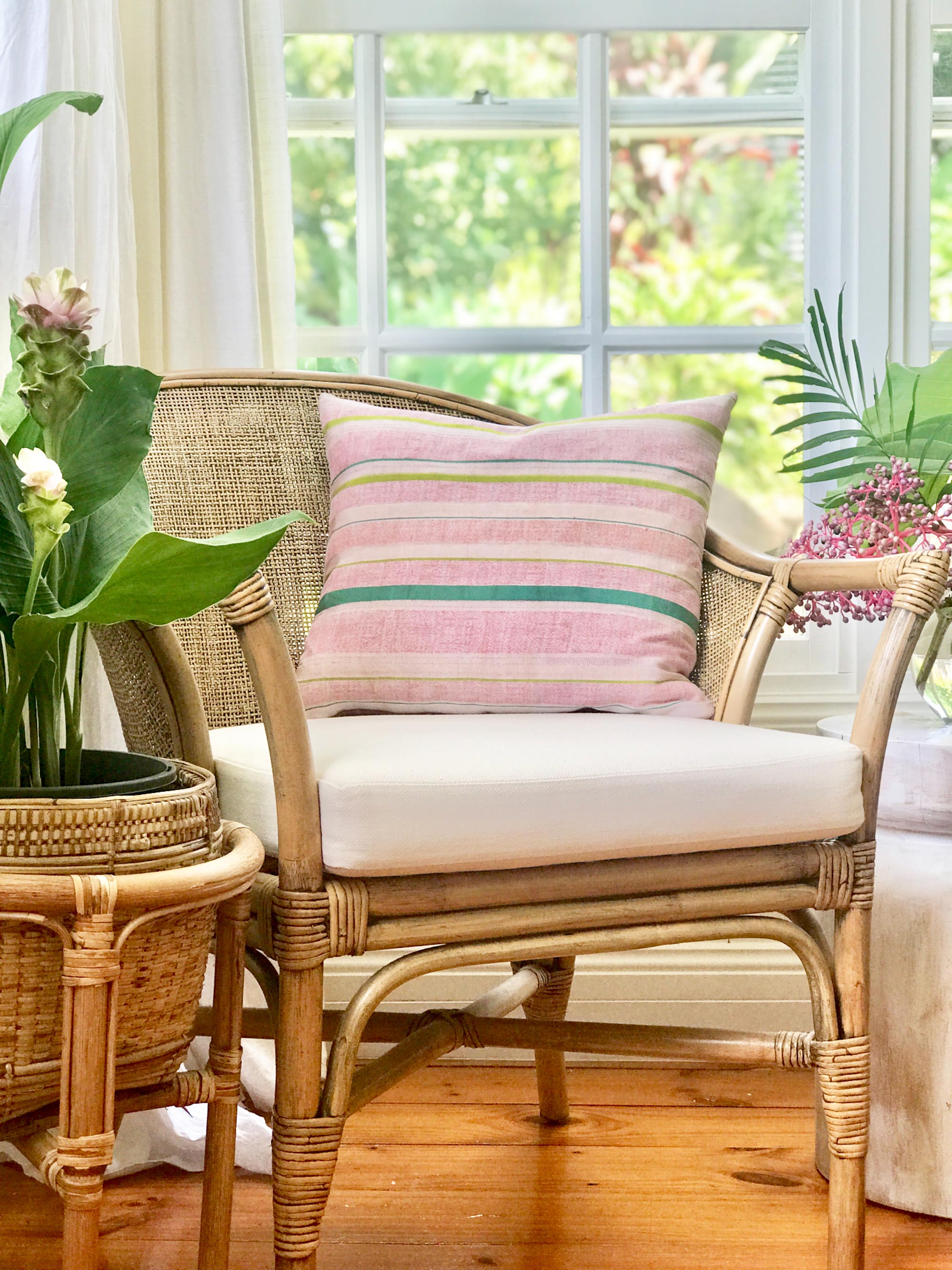 Vintage textile huipil cushion