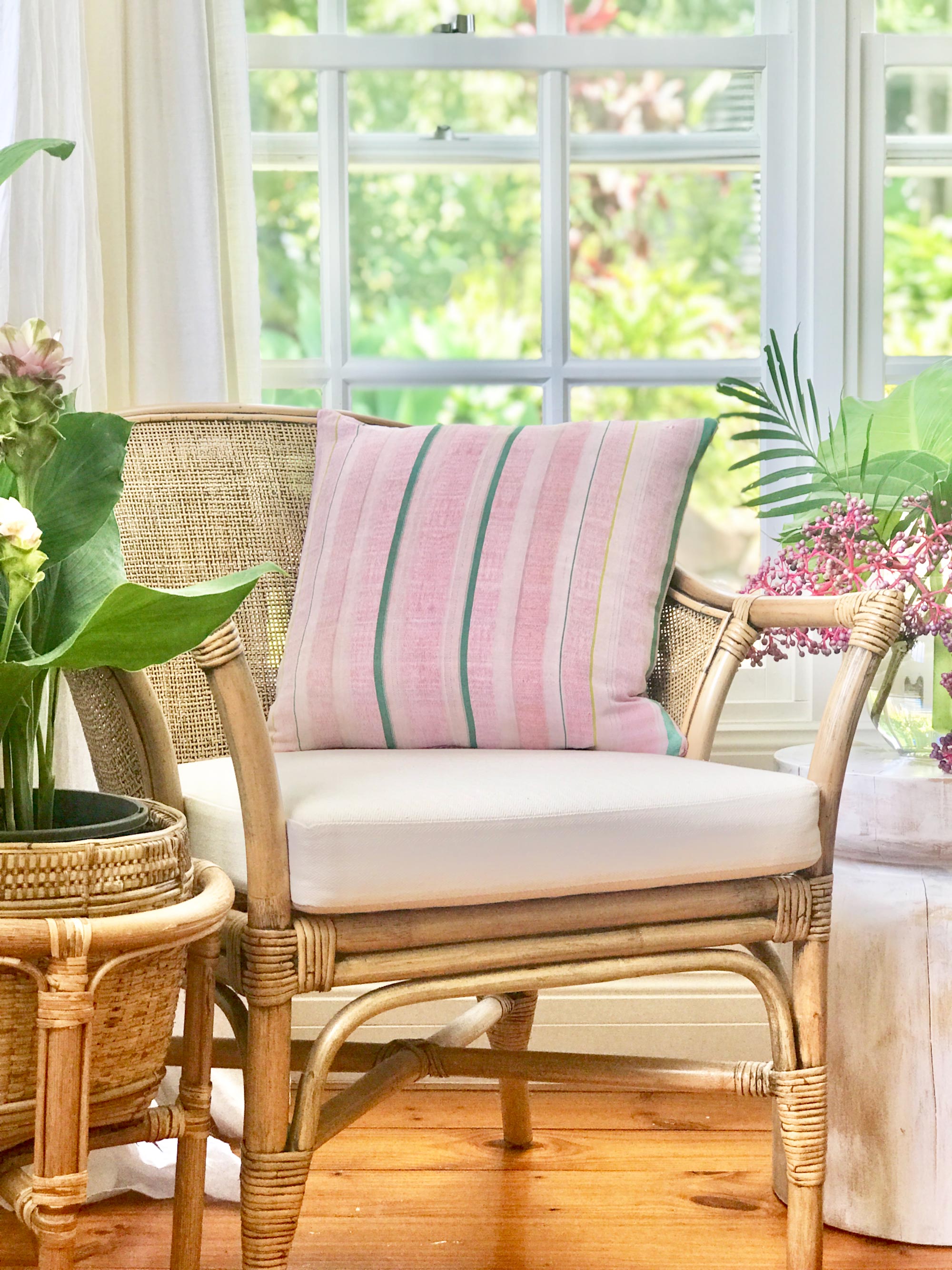 Vintage textile huipil cushion