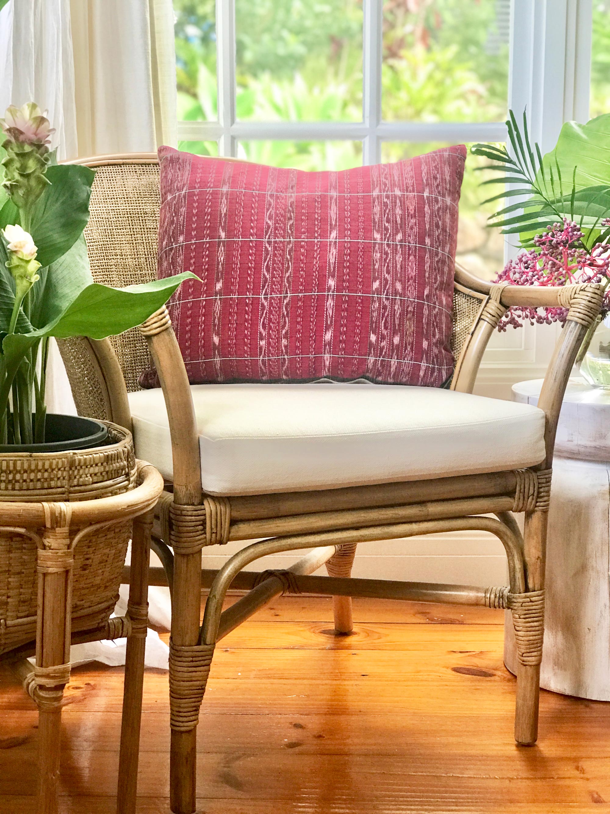 Vintage textile huipil cushion