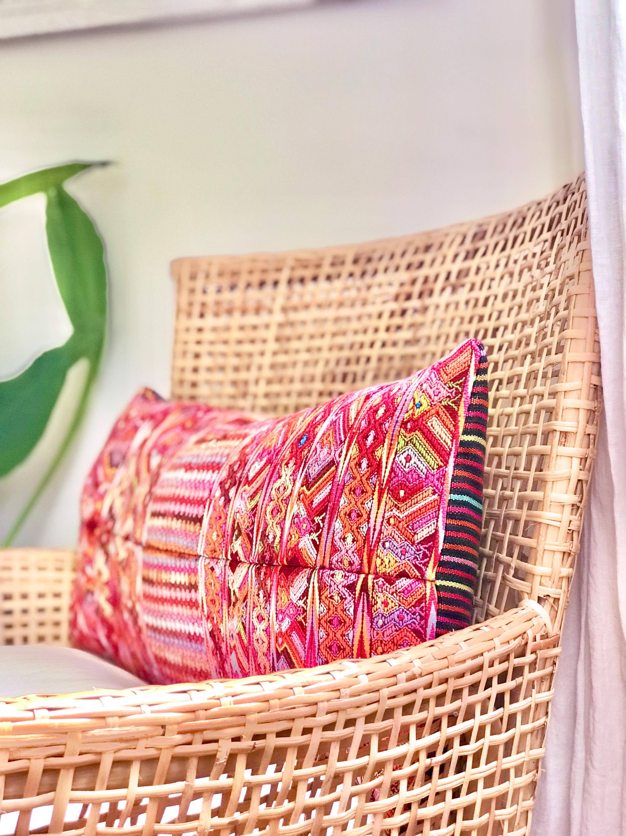 Vintage textile huipil cushion