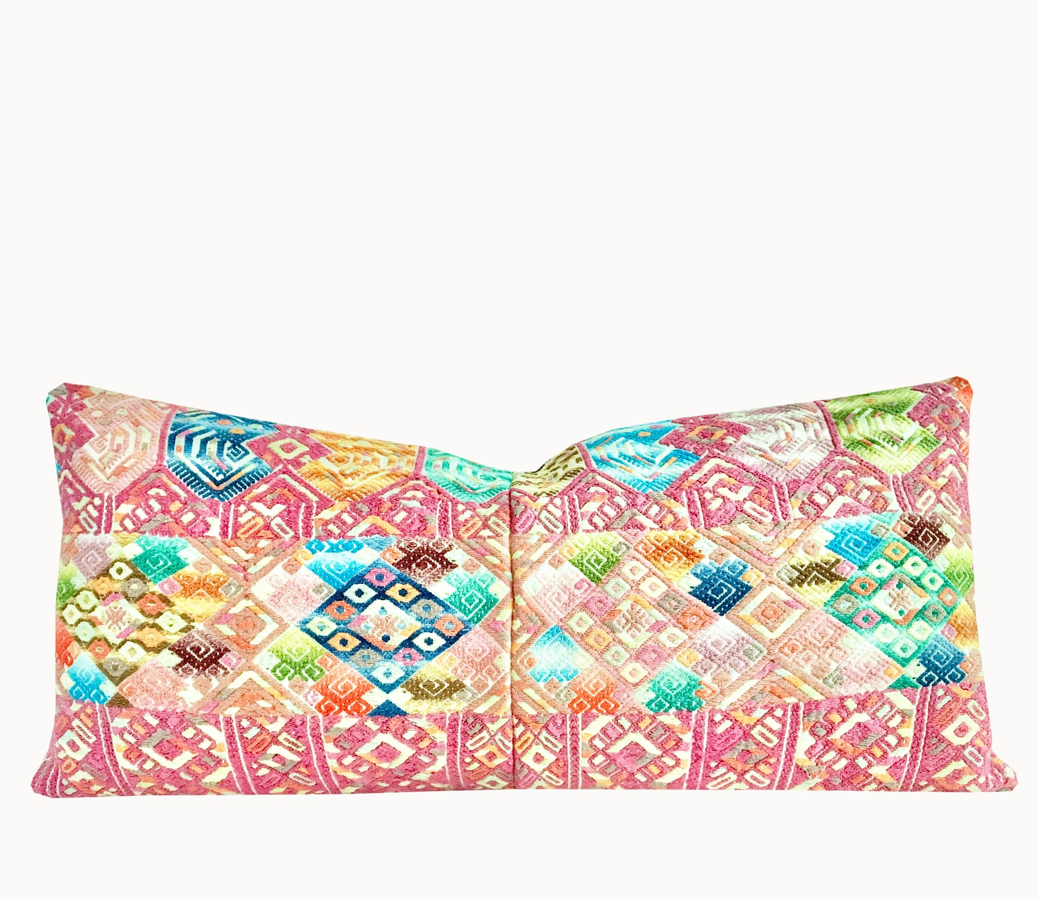 Vintage textile huipil cushion